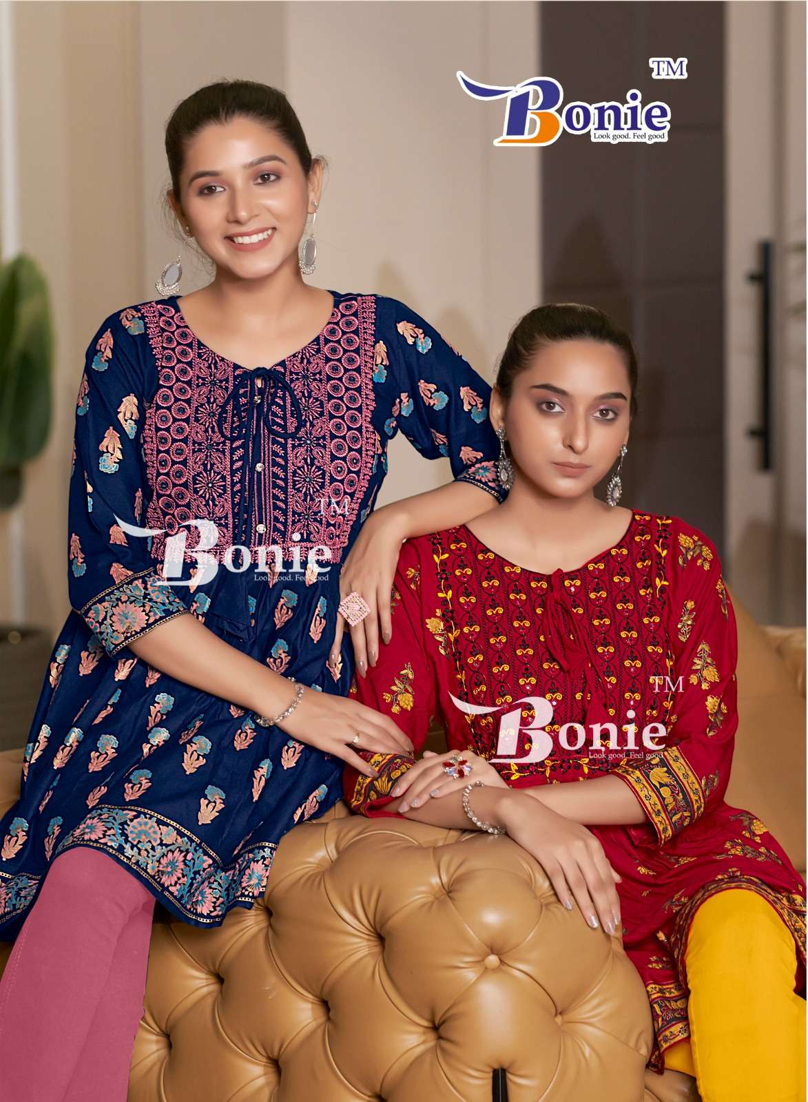 NIKKI BY BONIE RAYON FABRIC AMAZING COLOUR PRINTS SHORT TUNICS 