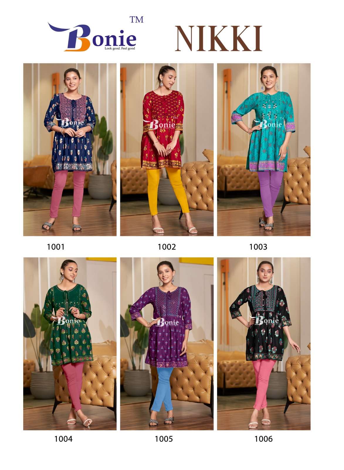 NIKKI BY BONIE RAYON FABRIC AMAZING COLOUR PRINTS SHORT TUNICS 