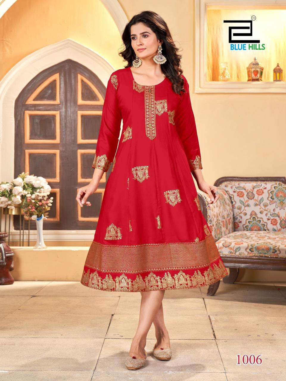 PALKI SPECIAL KNEE LENGTH PRINTED ANARKALI CONCEPT BY TEXOFAB