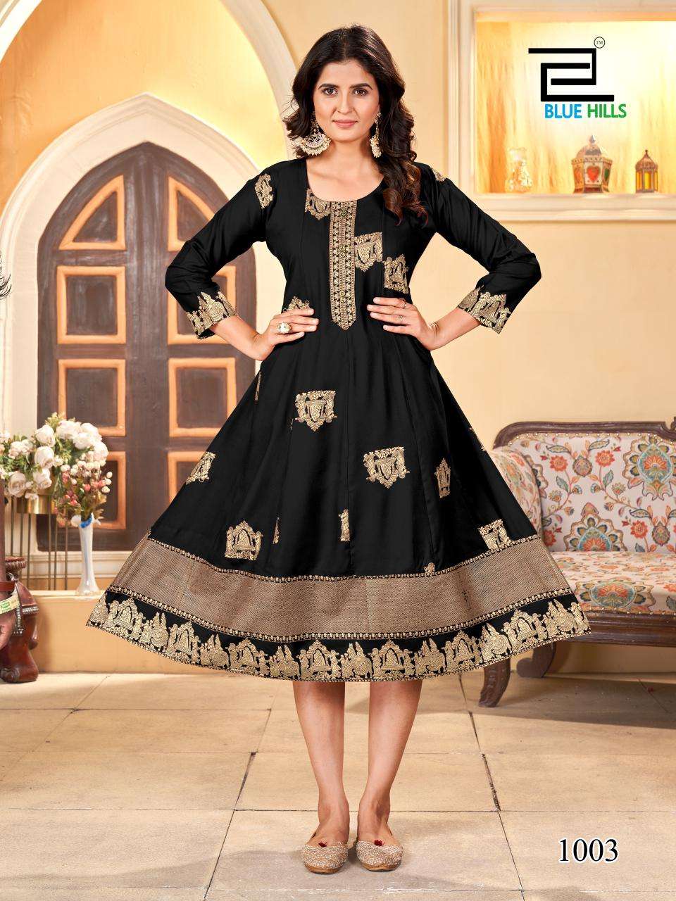 PALKI SPECIAL KNEE LENGTH PRINTED ANARKALI CONCEPT BY TEXOFAB