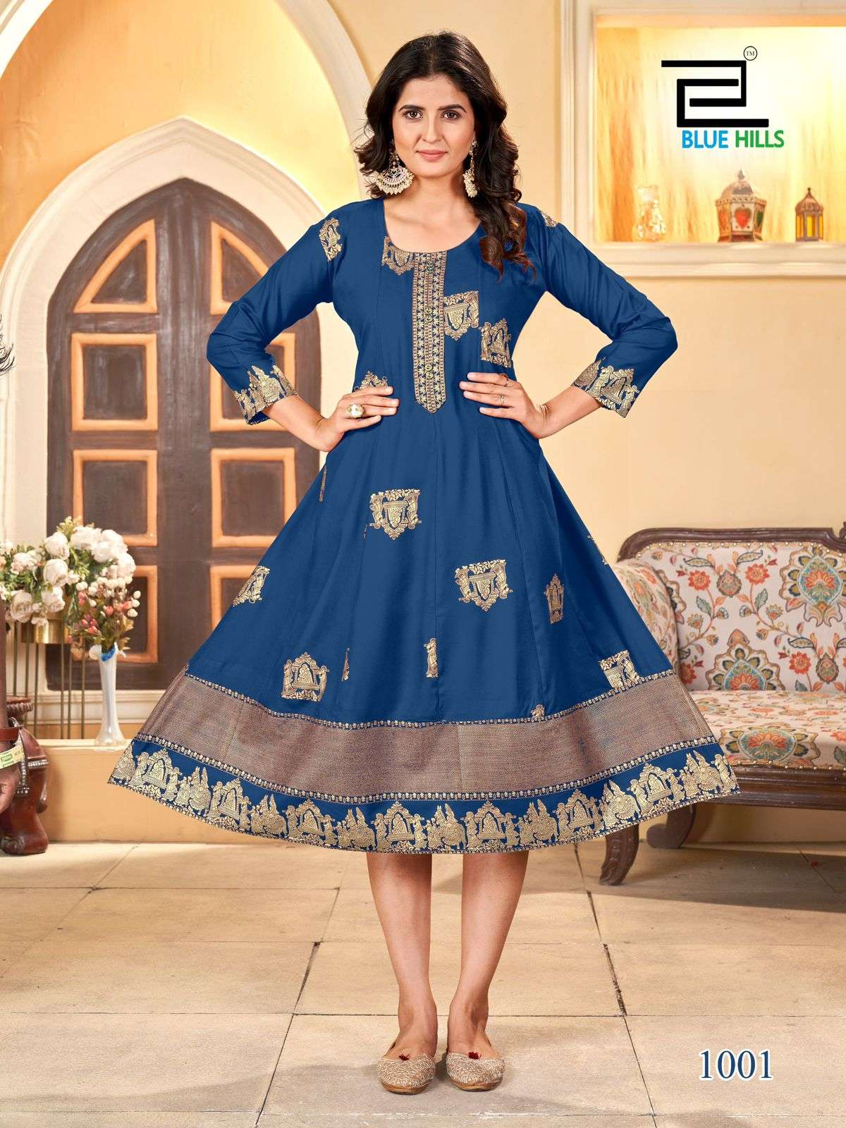 PALKI SPECIAL KNEE LENGTH PRINTED ANARKALI CONCEPT BY TEXOFAB