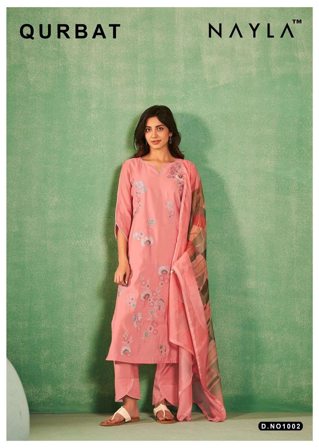 QURBAT BY NAYLA VISCOSE SILK WITH WORK KURTI PANT WITH PRINT DUPATTA  