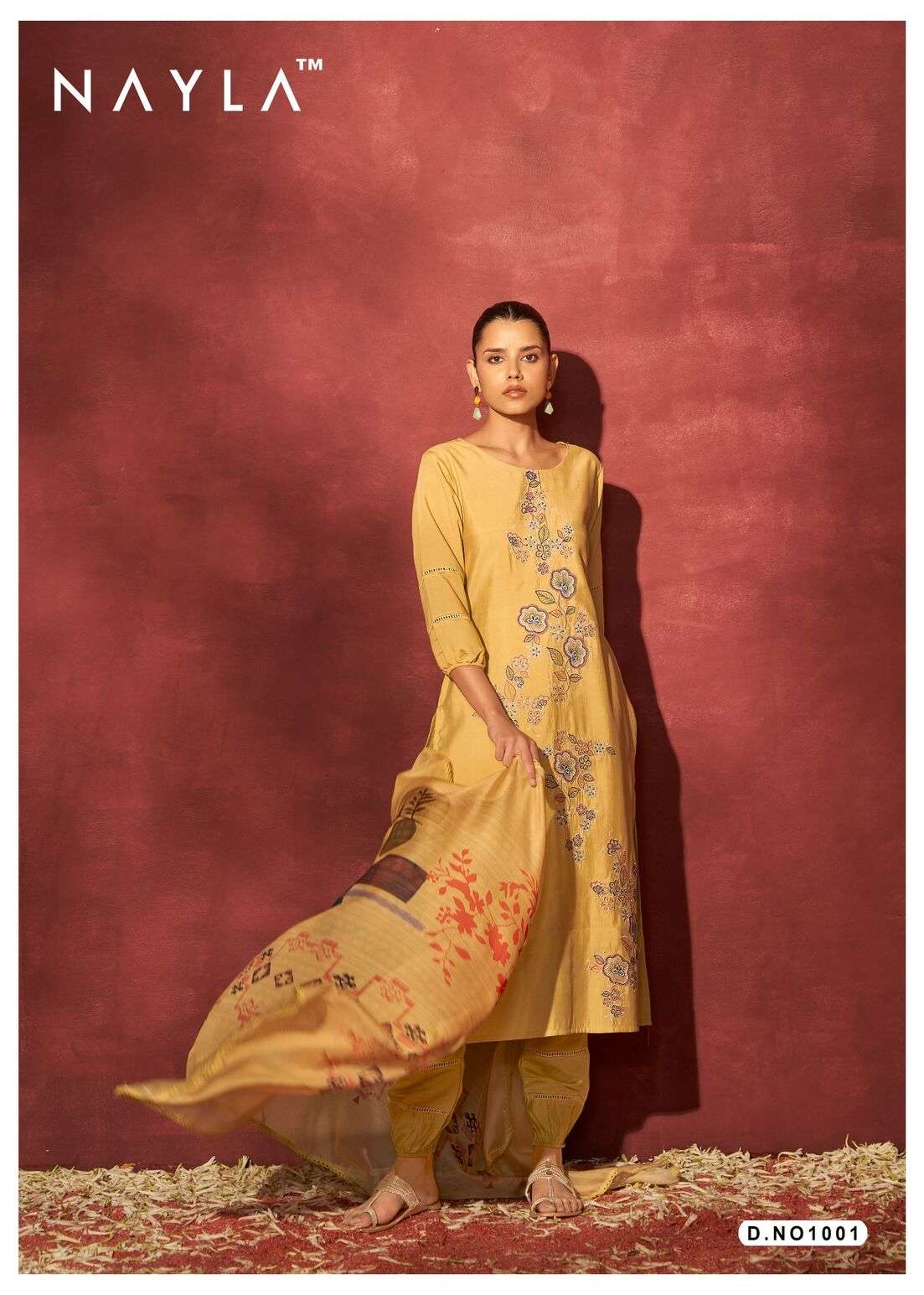 QURBAT BY NAYLA VISCOSE SILK WITH WORK KURTI PANT WITH PRINT DUPATTA  