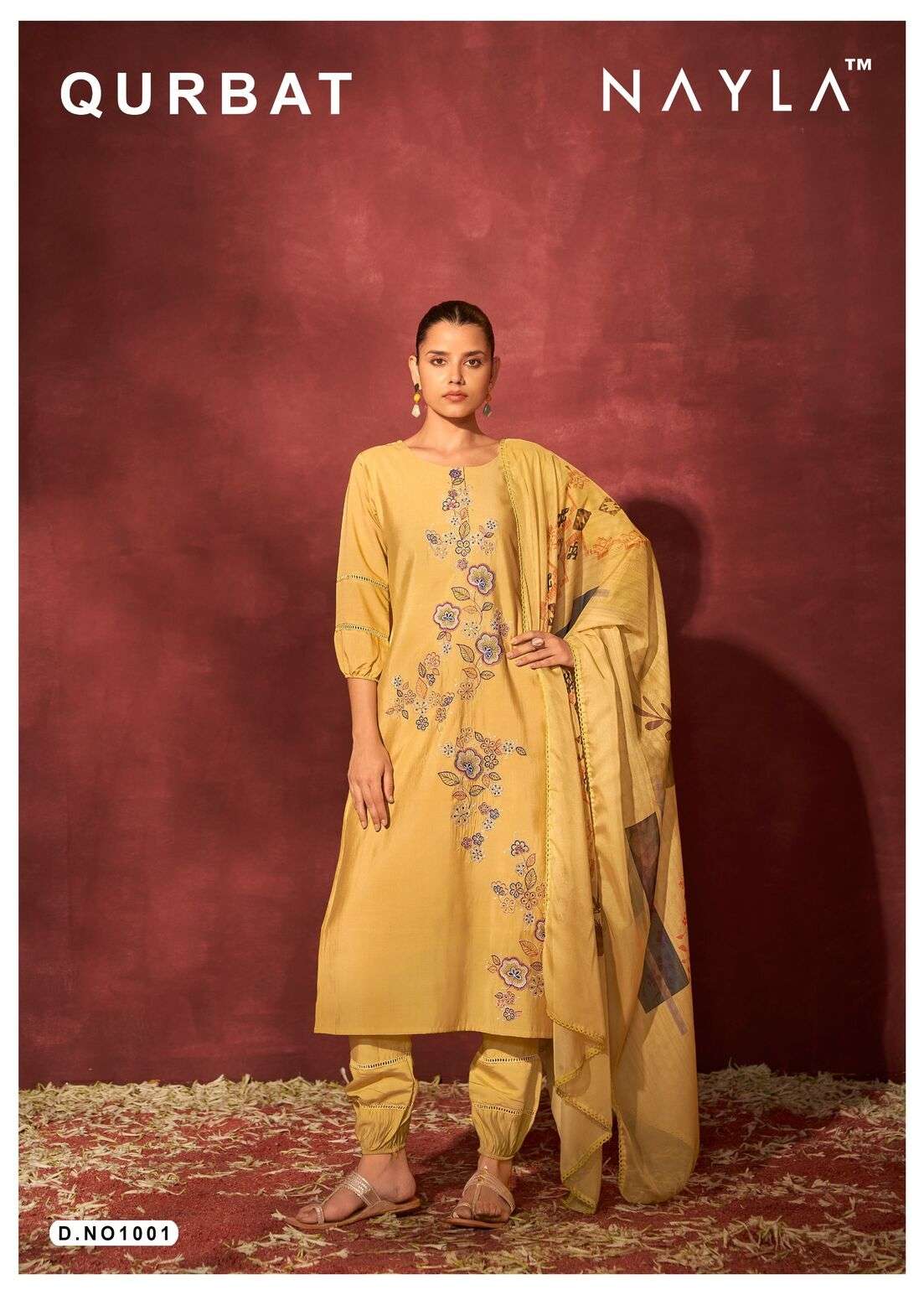 QURBAT BY NAYLA VISCOSE SILK WITH WORK KURTI PANT WITH PRINT DUPATTA  