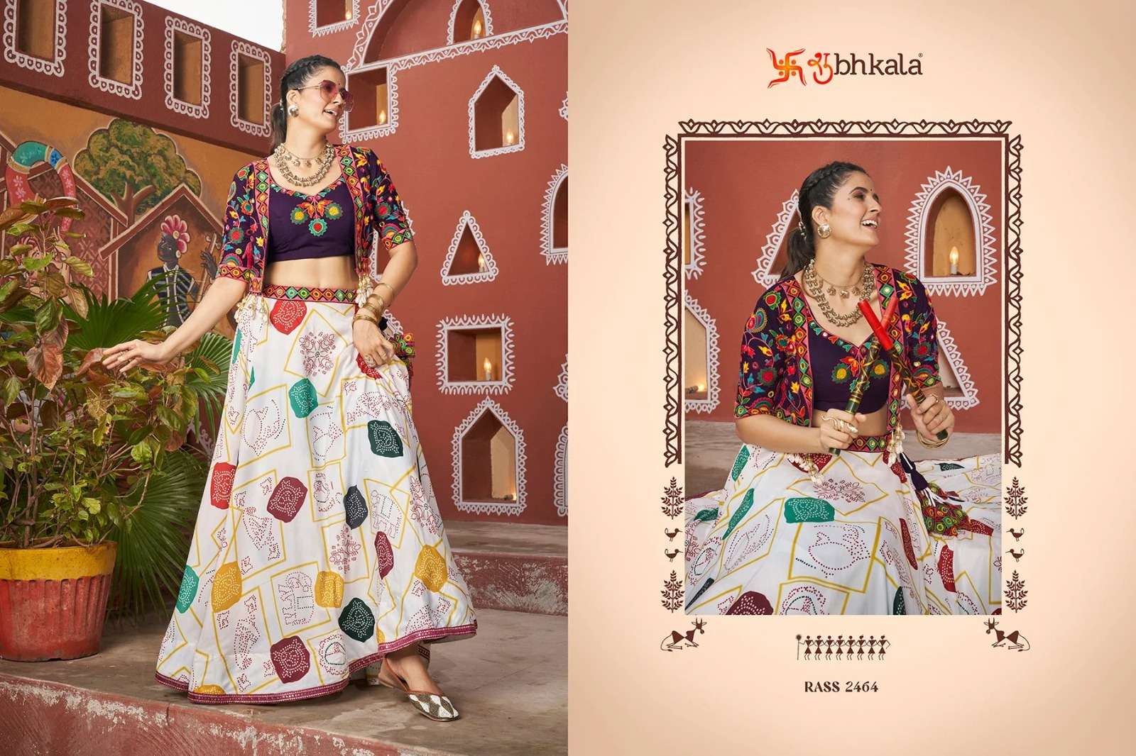 RAAS VOL-17 SHUBHKALA NAVRATRI LOOK EMBROIDERY MIRROR WORK LEHENGA BLOUSE WITH JACKET 