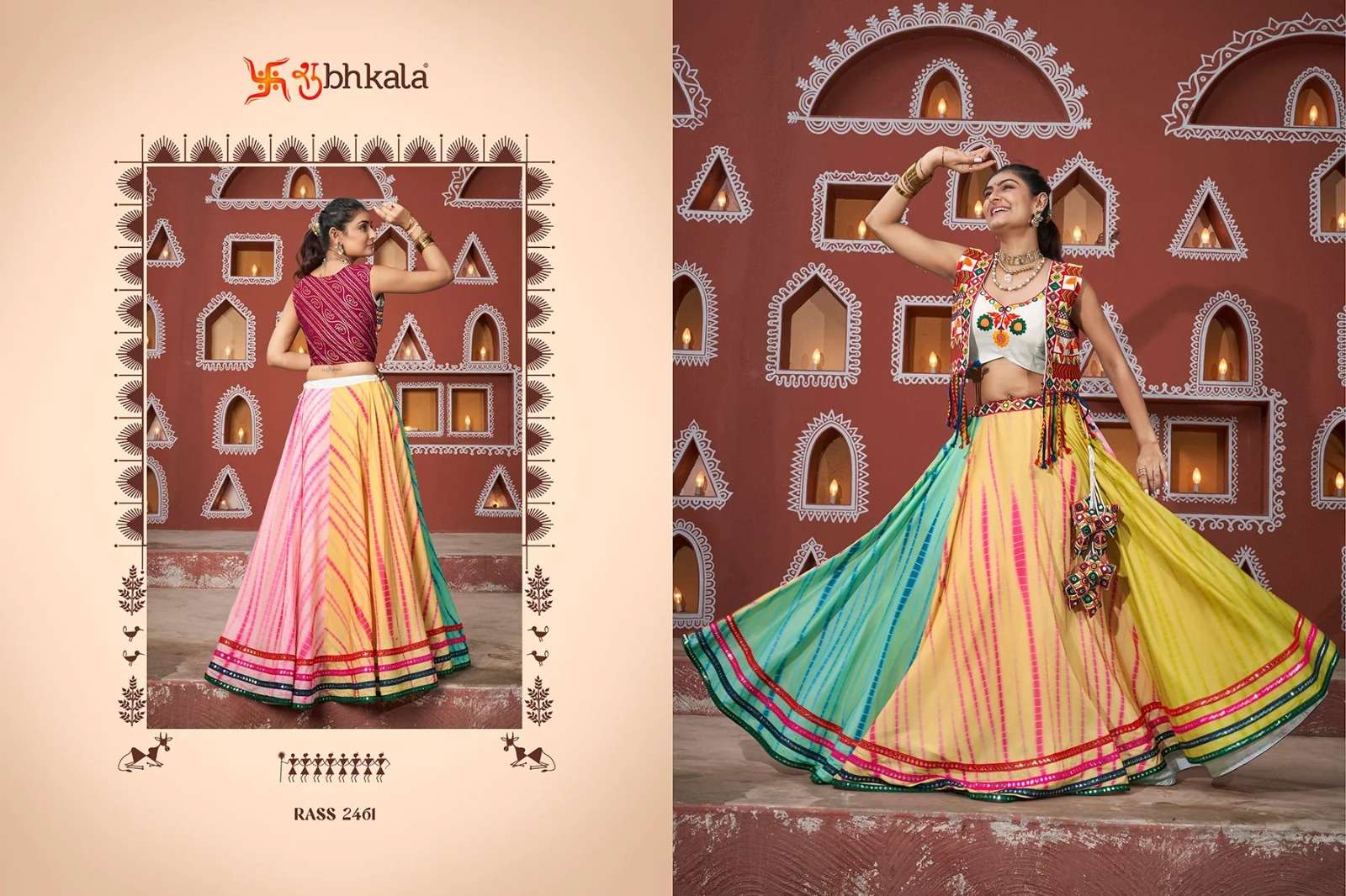 RAAS VOL-17 SHUBHKALA NAVRATRI LOOK EMBROIDERY MIRROR WORK LEHENGA BLOUSE WITH JACKET 