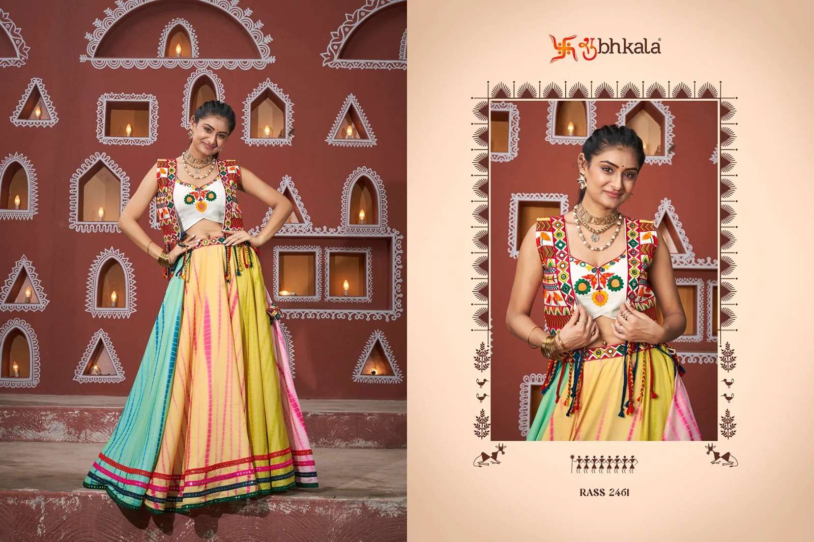 RAAS VOL-17 SHUBHKALA NAVRATRI LOOK EMBROIDERY MIRROR WORK LEHENGA BLOUSE WITH JACKET 