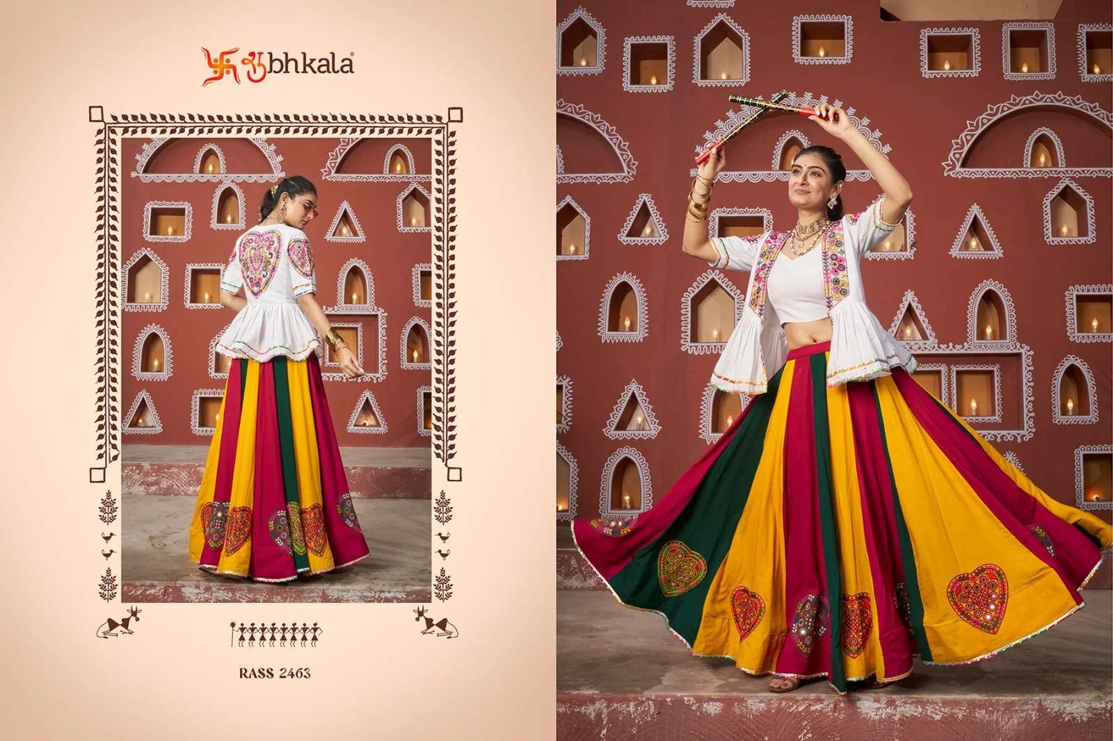 RAAS VOL-17 SHUBHKALA NAVRATRI LOOK EMBROIDERY MIRROR WORK LEHENGA BLOUSE WITH JACKET 