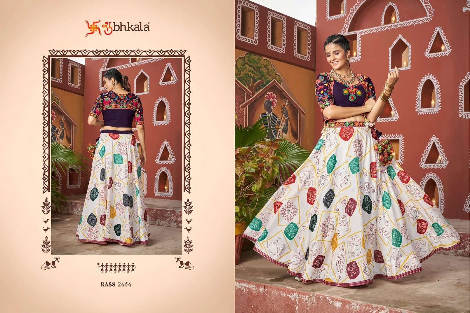 RAAS VOL-17 SHUBHKALA NAVRATRI LOOK EMBROIDERY MIRROR WORK LEHENGA BLOUSE WITH JACKET 