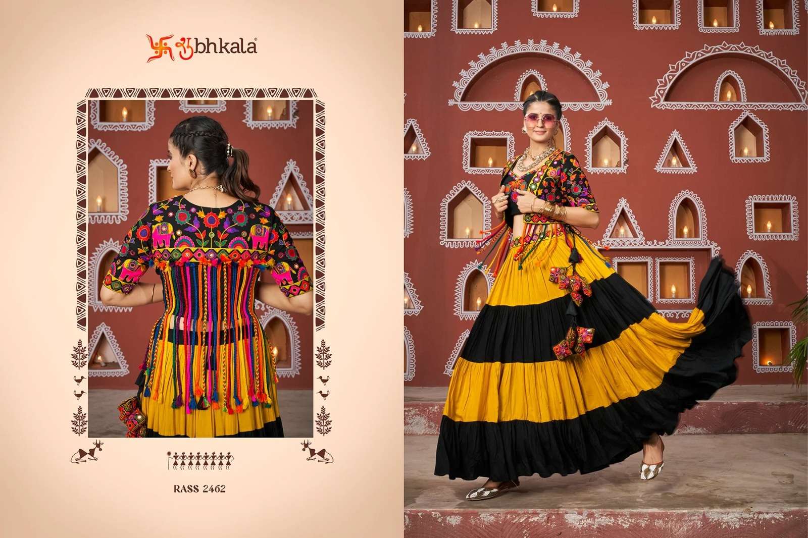 RAAS VOL-17 SHUBHKALA NAVRATRI LOOK EMBROIDERY MIRROR WORK LEHENGA BLOUSE WITH JACKET 