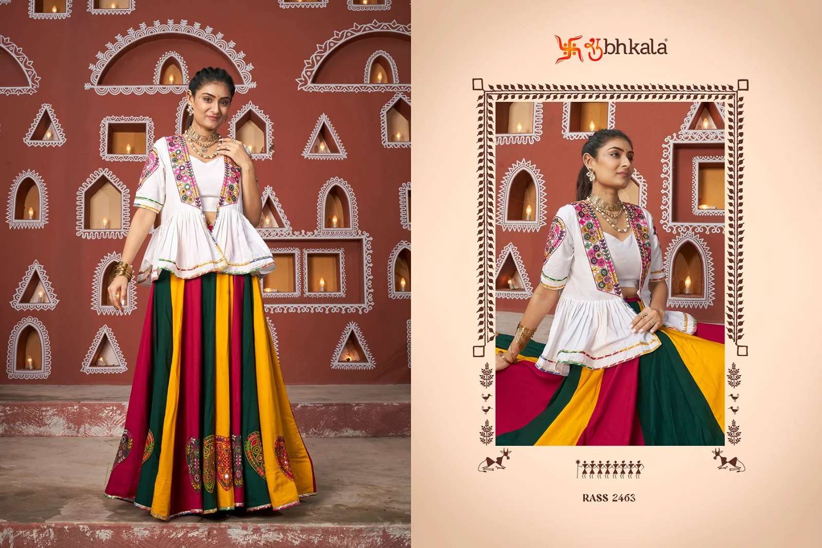 RAAS VOL-17 SHUBHKALA NAVRATRI LOOK EMBROIDERY MIRROR WORK LEHENGA BLOUSE WITH JACKET 