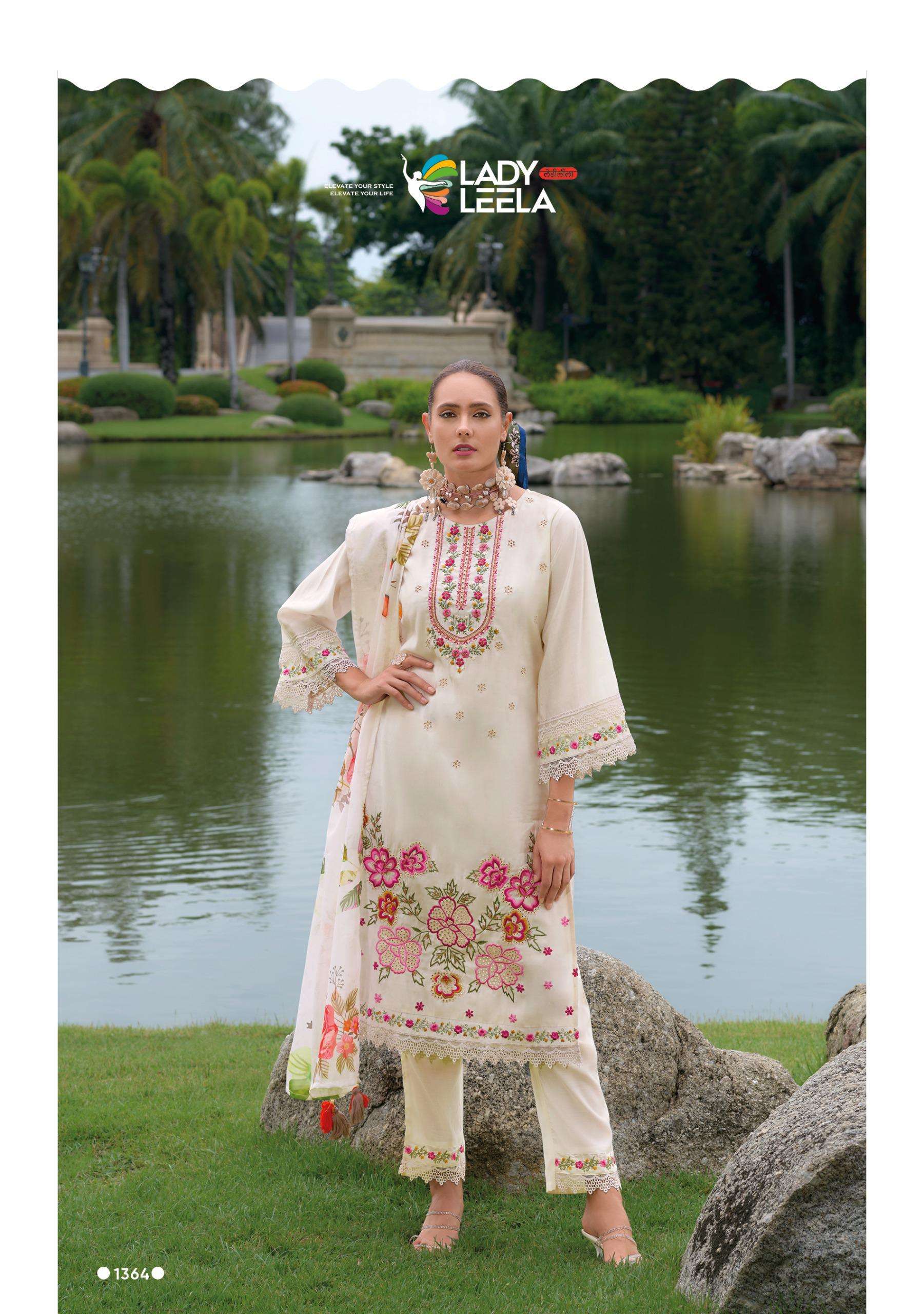 RIWAYAT VOL-2 BY LADY LEELA VISCOSE SILK EMBROIDERY HANDWORK BORDER KURTI PANT WITH DIGITAL PRINT DUPATTA 