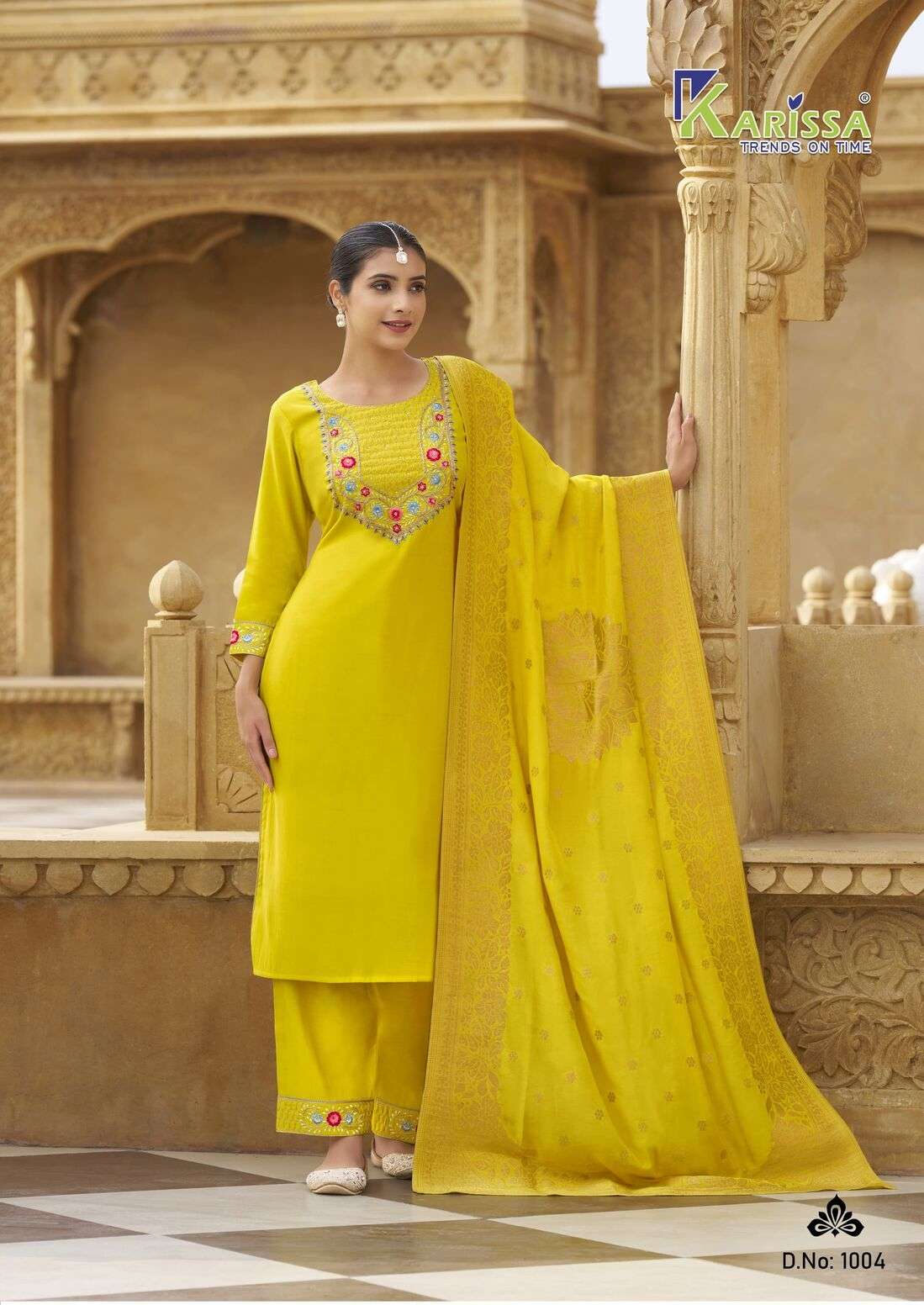 ROSHANI BY KARISSA ROMAN SILK KHATALI WORK EMBROIDERY TOP PANT WITH DUPATTA 