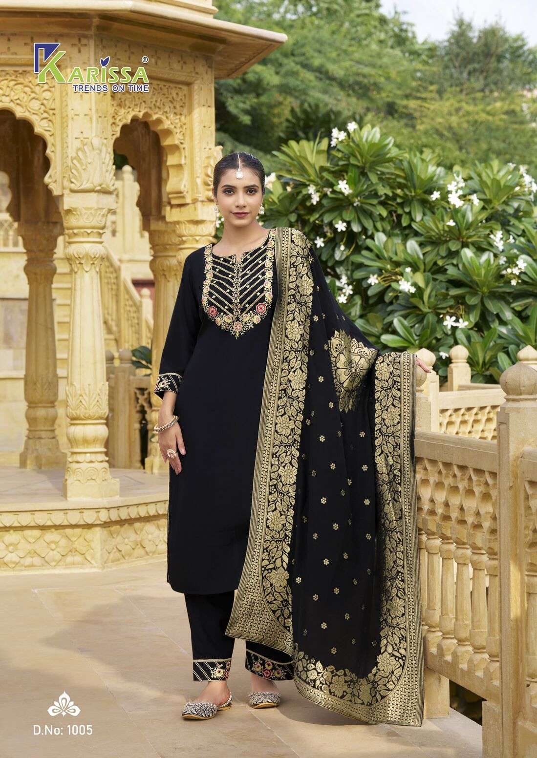 ROSHANI BY KARISSA ROMAN SILK KHATALI WORK EMBROIDERY TOP PANT WITH DUPATTA 