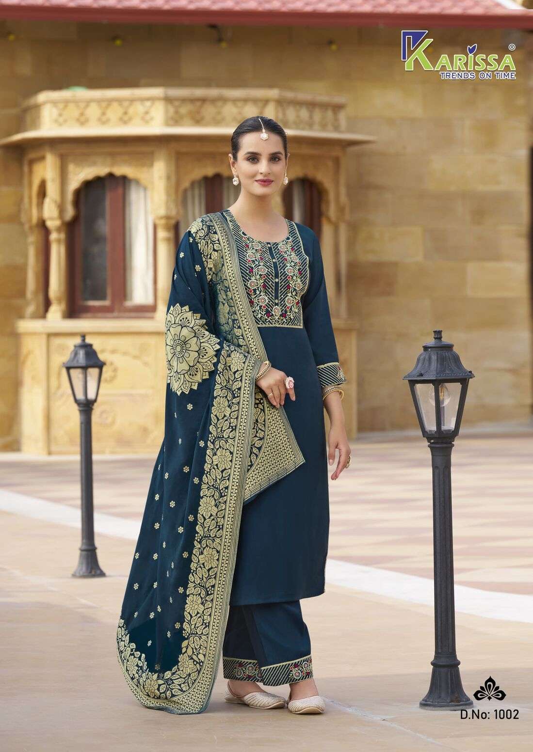 ROSHANI BY KARISSA ROMAN SILK KHATALI WORK EMBROIDERY TOP PANT WITH DUPATTA 