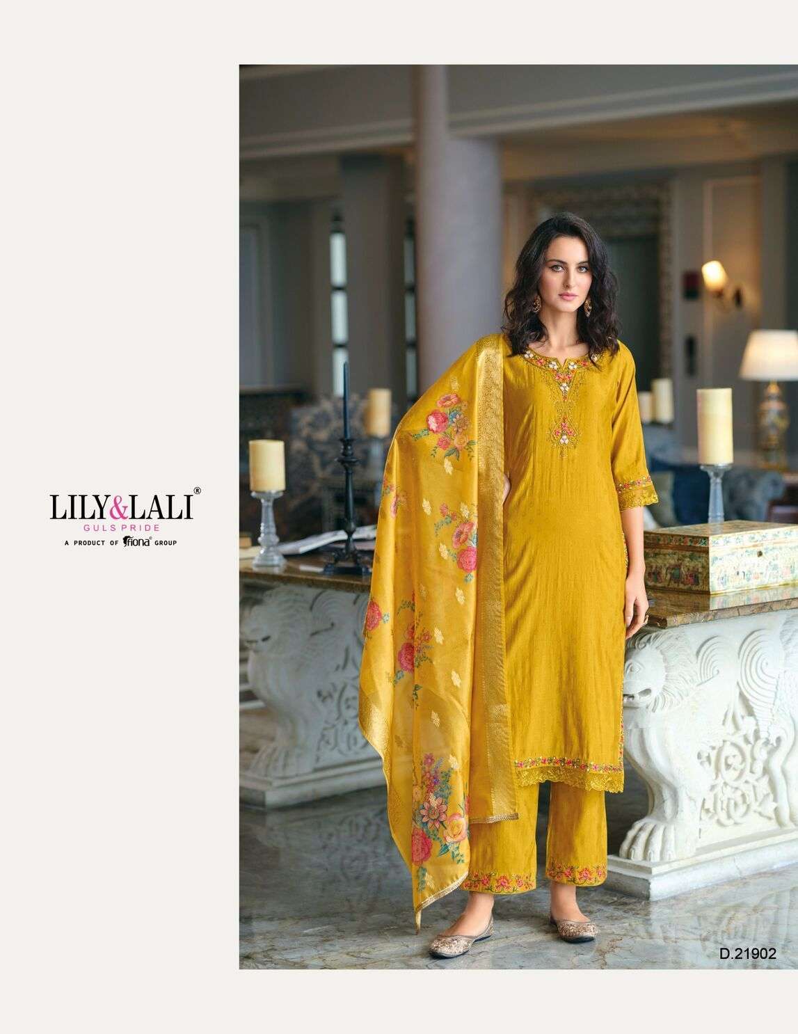 RUBAB BY LILY & LALI SELF JACQUARD VISCOSE SILK EMBROIDERY LACE WITH KURTI PANT & DUPATTA 