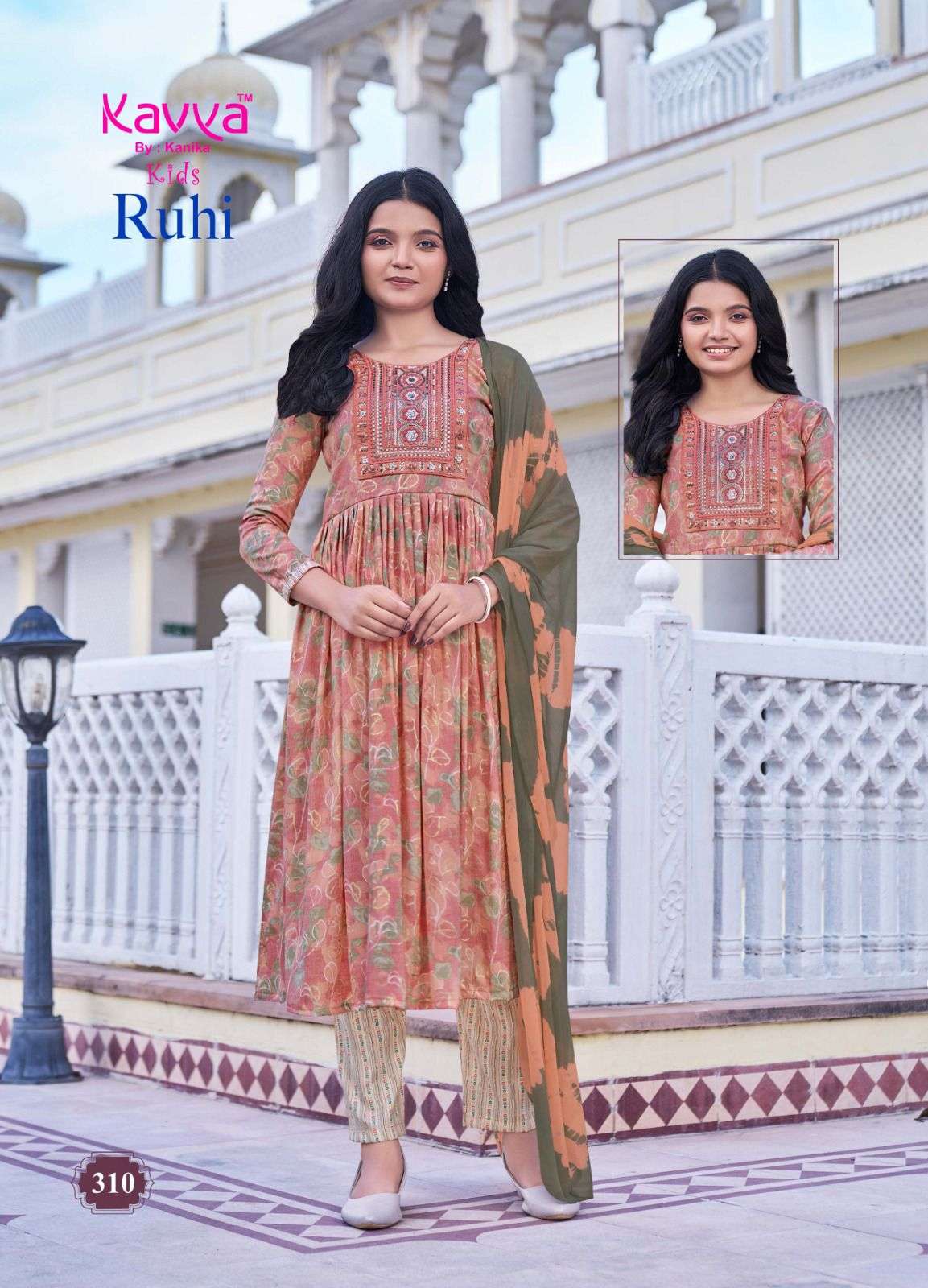 RUHI VOL-3 BY KAVYA CAPSULE FOIL PRINT UMBRELLA CUT EMBROIDERY WORK KURTI PANT WITH DUPATTA 