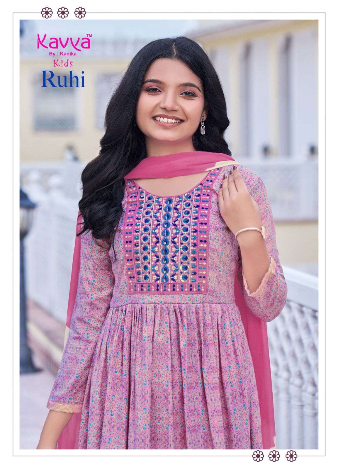 RUHI VOL-3 BY KAVYA CAPSULE FOIL PRINT UMBRELLA CUT EMBROIDERY WORK KURTI PANT WITH DUPATTA 