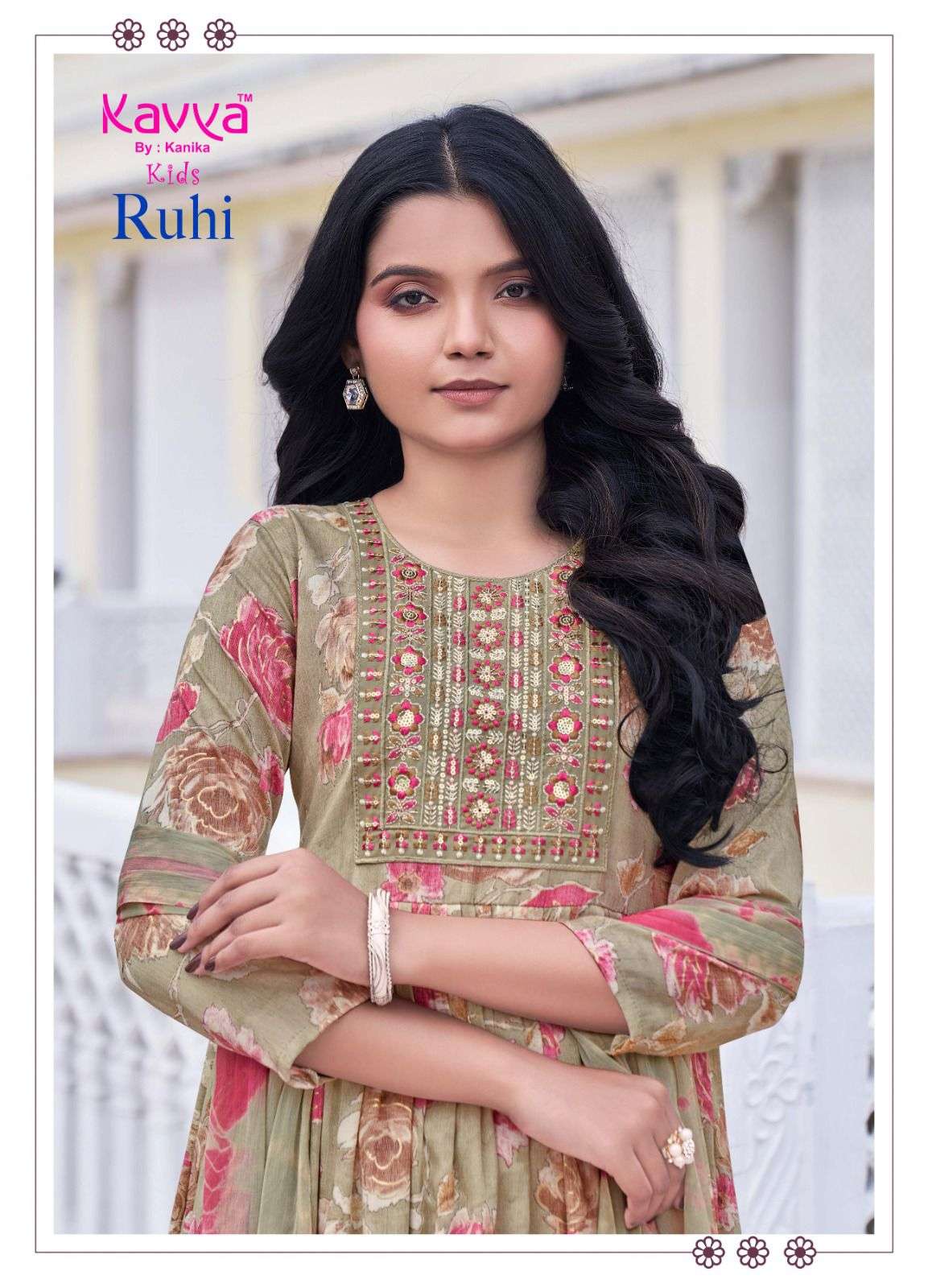 RUHI VOL-3 BY KAVYA CAPSULE FOIL PRINT UMBRELLA CUT EMBROIDERY WORK KURTI PANT WITH DUPATTA 