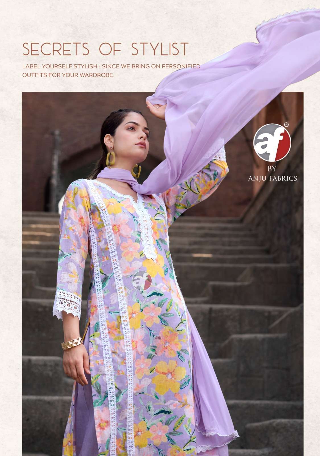 SAKHI RE VOL-2 BY ANJU FABRICS LINEN COTTON WITH DIGITAL PRINT BEAUTIFUL LACE WORK KURTI PANT WITH DUPATTA 