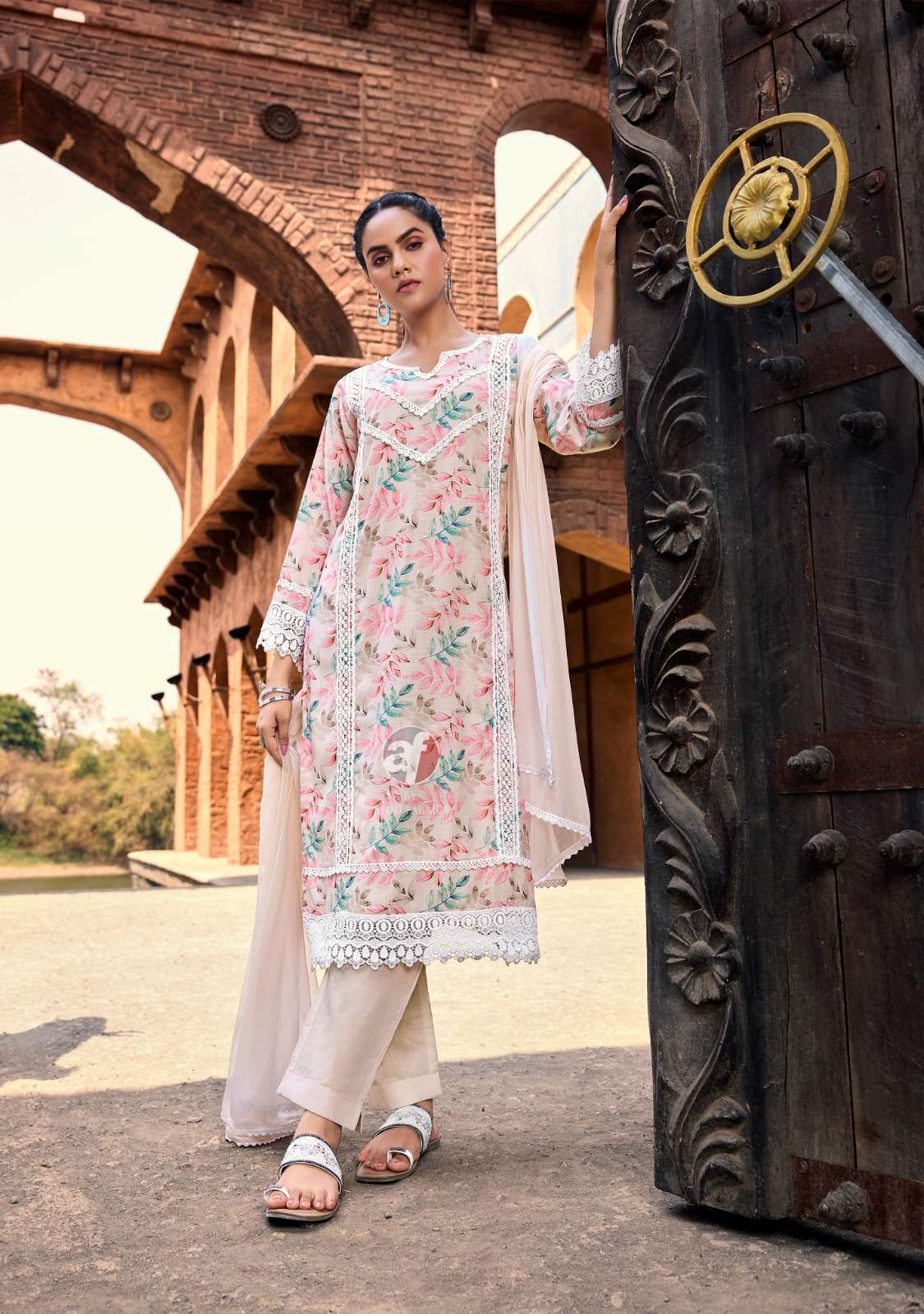 SAKHI RE VOL-2 BY ANJU FABRICS LINEN COTTON WITH DIGITAL PRINT BEAUTIFUL LACE WORK KURTI PANT WITH DUPATTA 