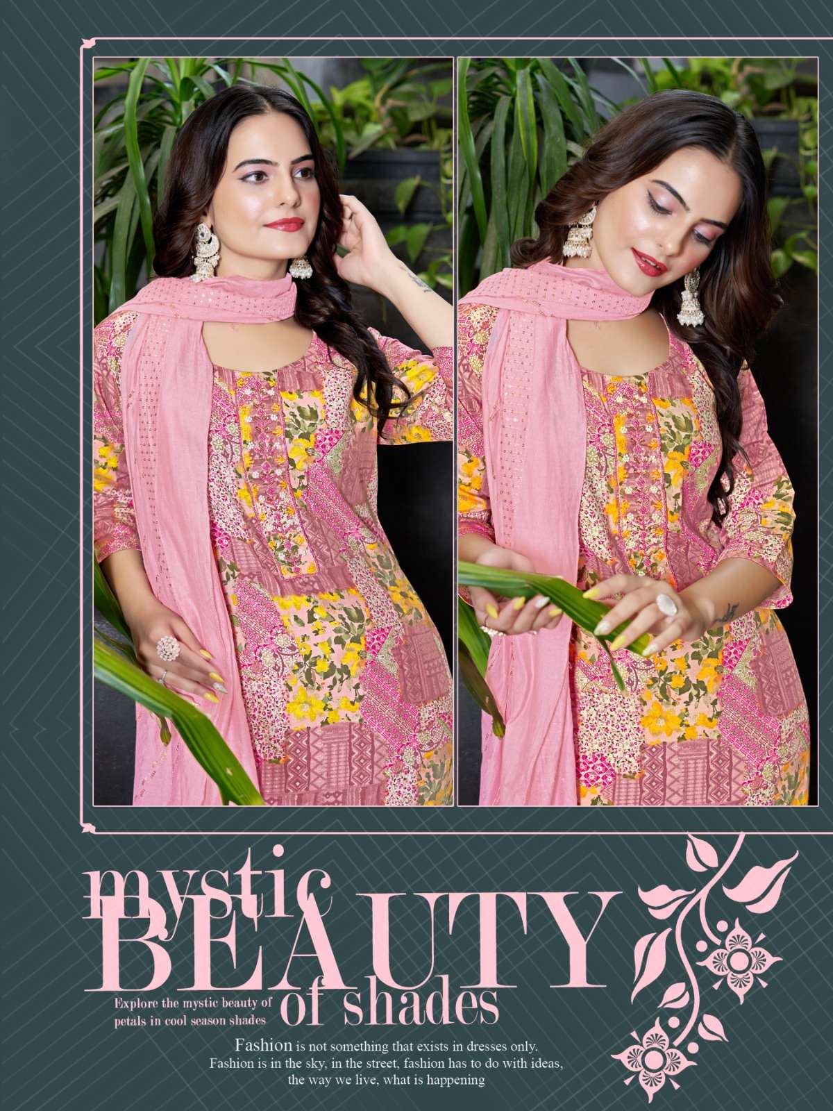 SALONI BY PARRA STUDIO MODAL CHANDERI MILL PRINT & KHATLI WORK KURTI PANT WITH CHANDERI DUPATTA 