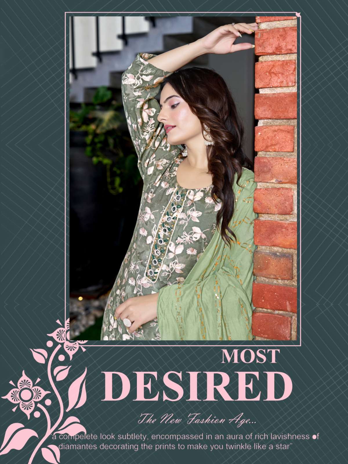 SALONI BY PARRA STUDIO MODAL CHANDERI MILL PRINT & KHATLI WORK KURTI PANT WITH CHANDERI DUPATTA 