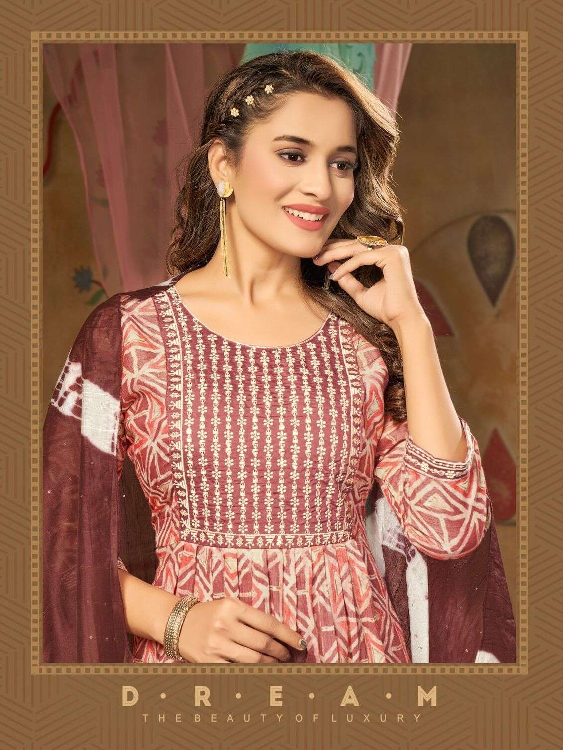 SARA BY JIYANA RAYON FOIL PRINT EMBROIDERY WORK KURTI PANT WITH HEAVY SIBORI SEQUENCE DUPATTA 