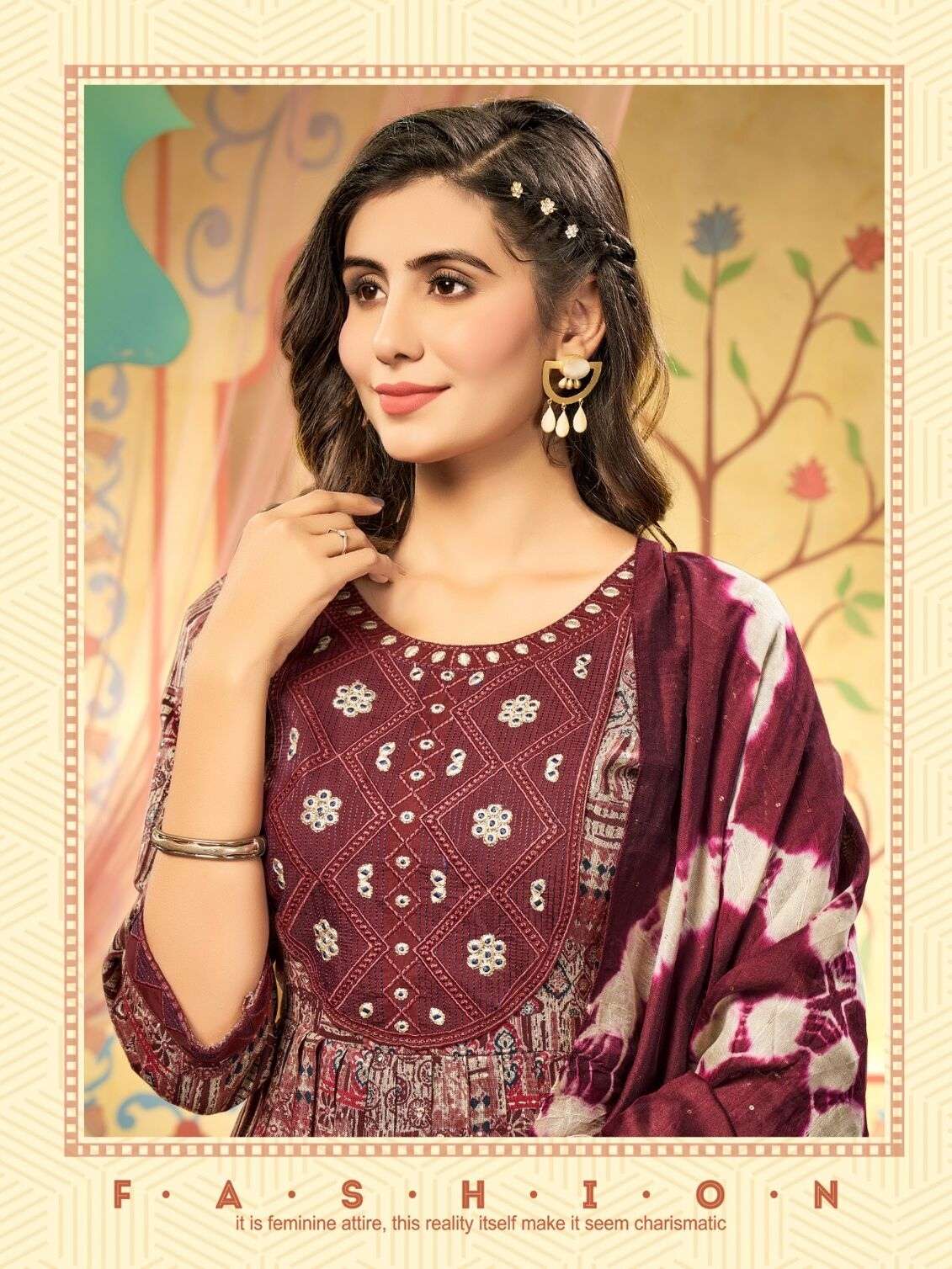 SARA BY JIYANA RAYON FOIL PRINT EMBROIDERY WORK KURTI PANT WITH HEAVY SIBORI SEQUENCE DUPATTA 