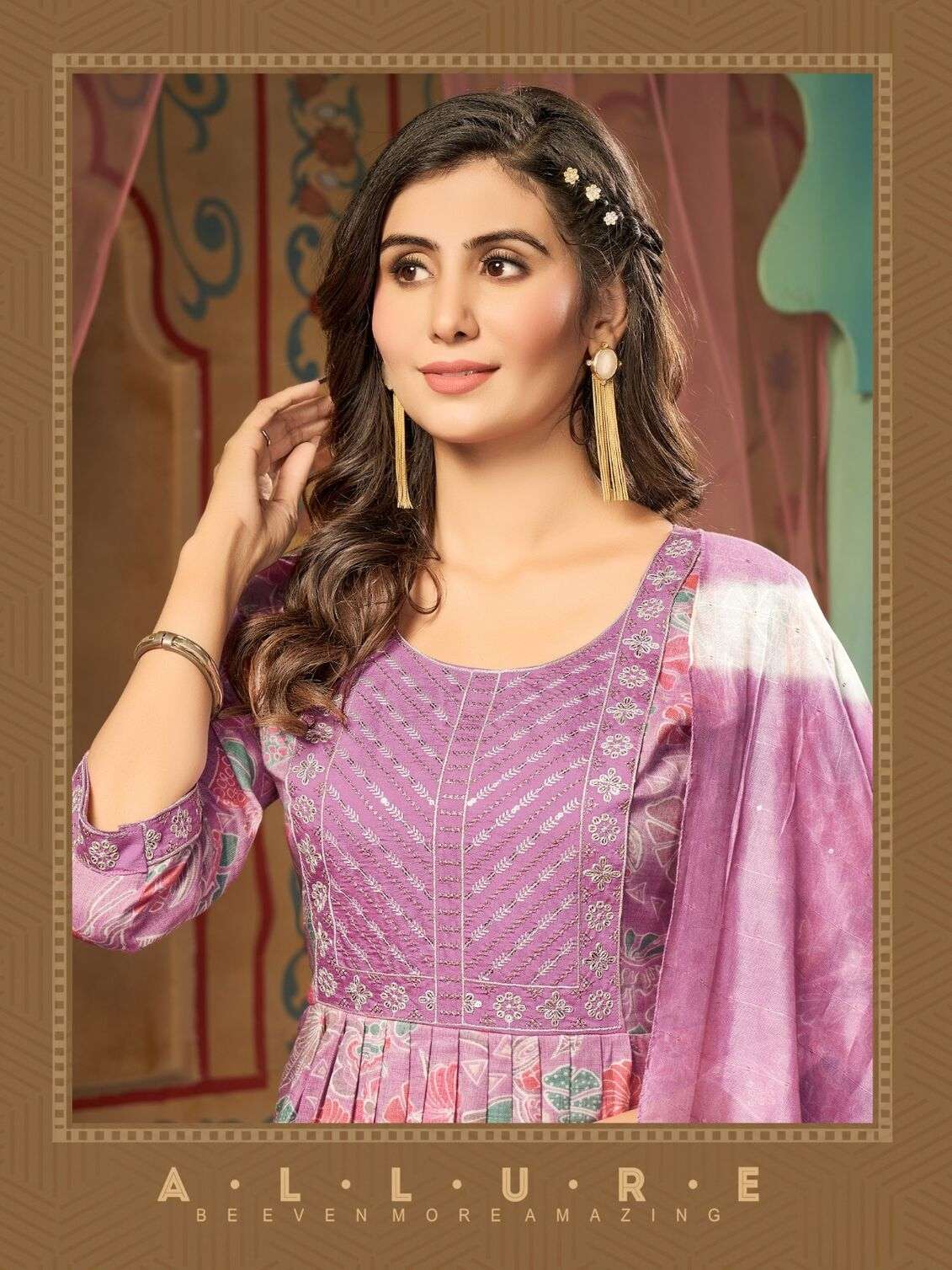 SARA BY JIYANA RAYON FOIL PRINT EMBROIDERY WORK KURTI PANT WITH HEAVY SIBORI SEQUENCE DUPATTA 