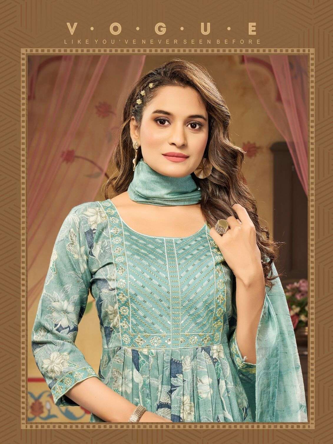 SARA BY JIYANA RAYON FOIL PRINT EMBROIDERY WORK KURTI PANT WITH HEAVY SIBORI SEQUENCE DUPATTA 