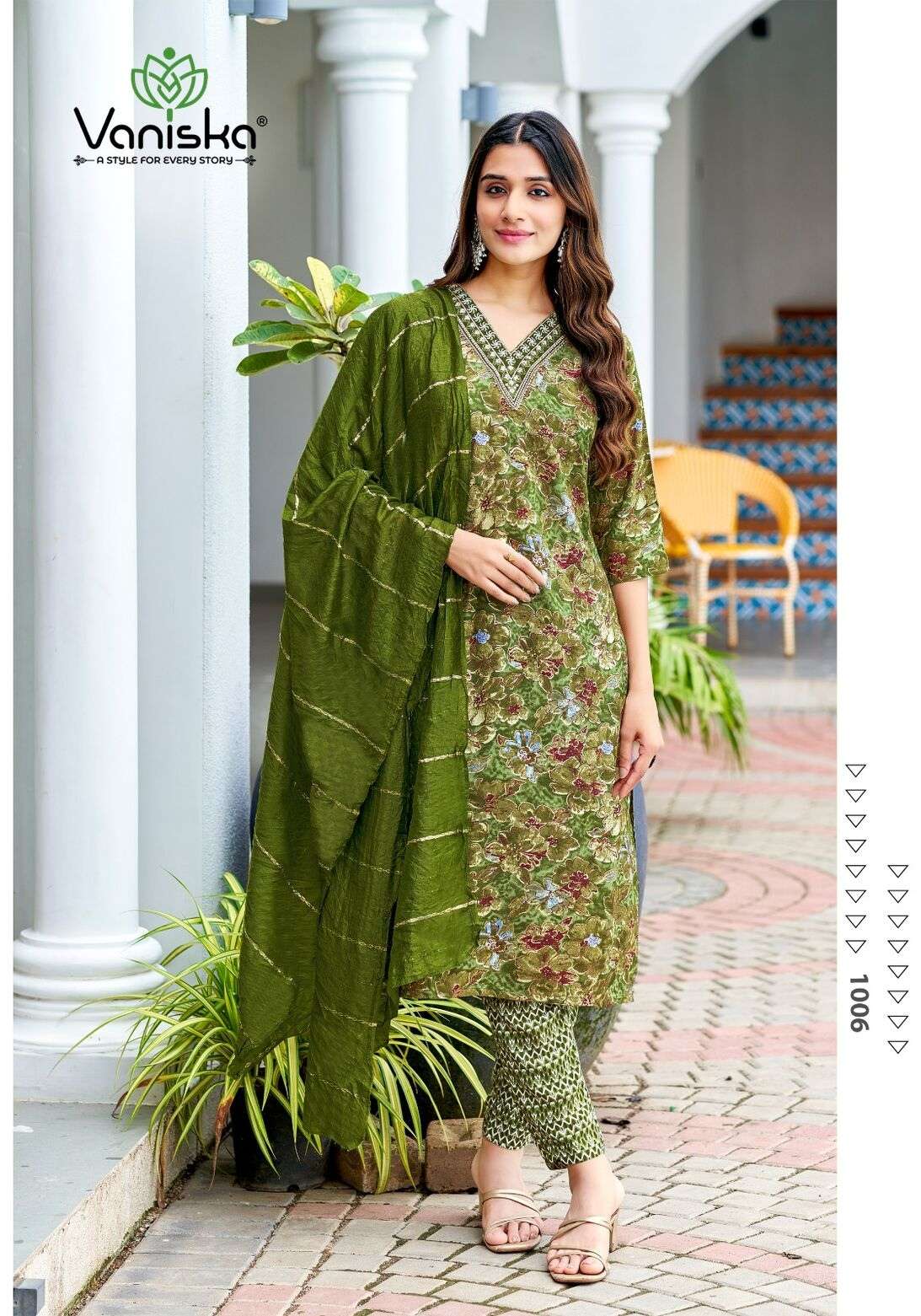 SITARA VOL-1 BY VANISKA RAYON FOIL PRINT FANCY STRAIGHT KURTI PANT & DUPATTA 