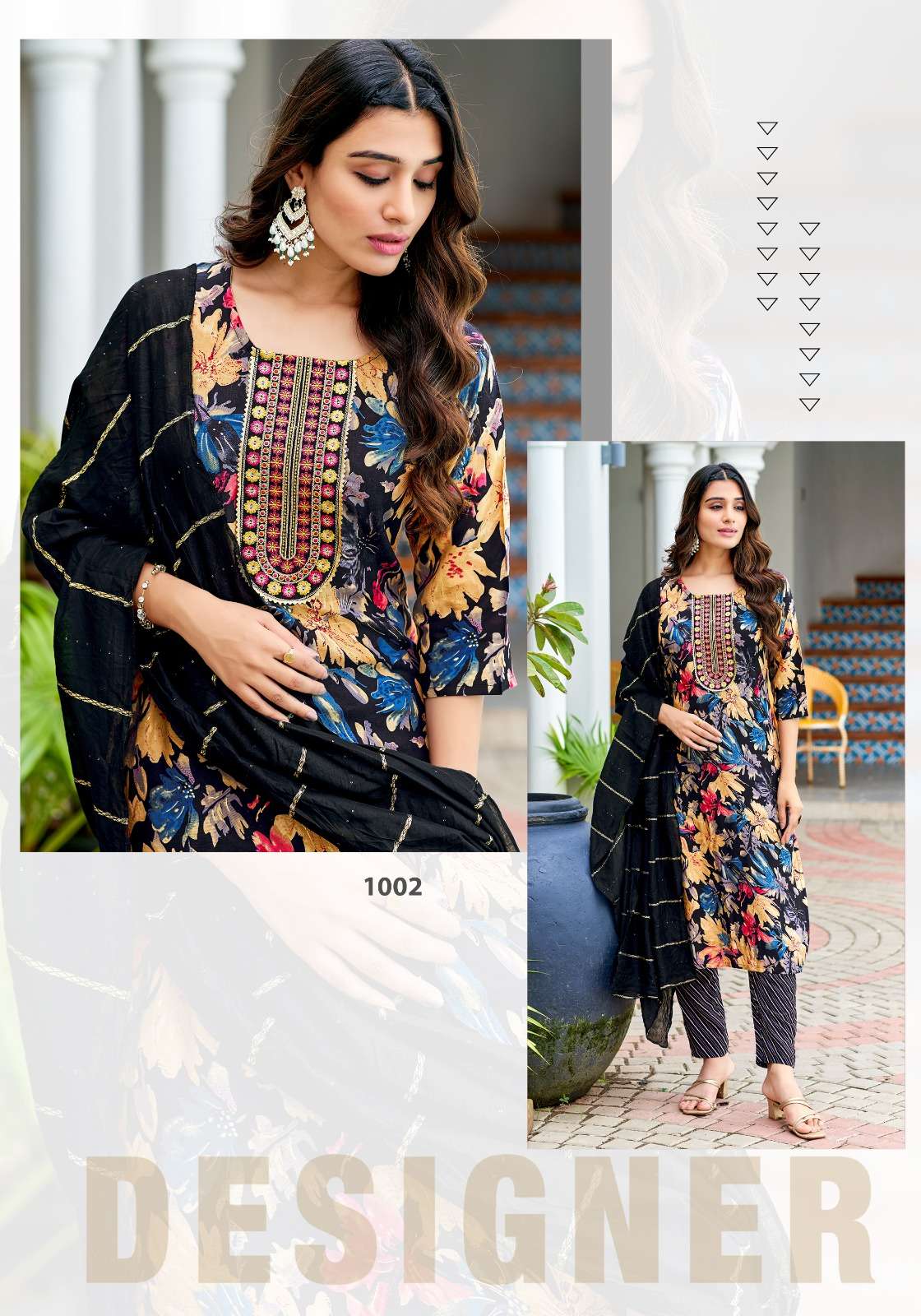 SITARA VOL-1 BY VANISKA RAYON FOIL PRINT FANCY STRAIGHT KURTI PANT & DUPATTA 