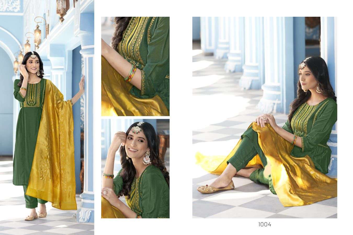 SPAIN BY SWEETY FASHION HEAVY FANCY CHINON SILK BASE KURTI PANT WITH DUPATTA 