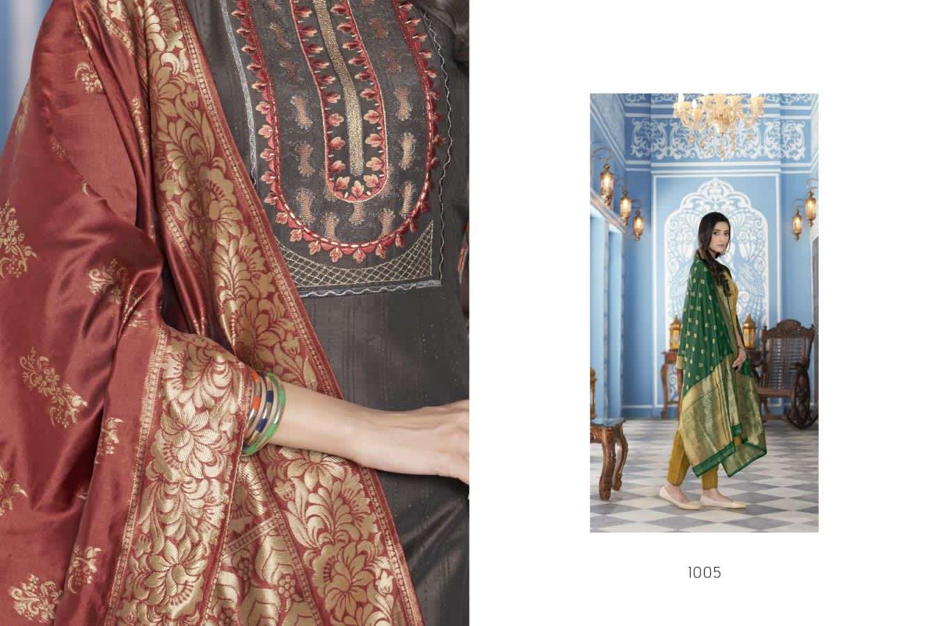 SPAIN BY SWEETY FASHION HEAVY FANCY CHINON SILK BASE KURTI PANT WITH DUPATTA 