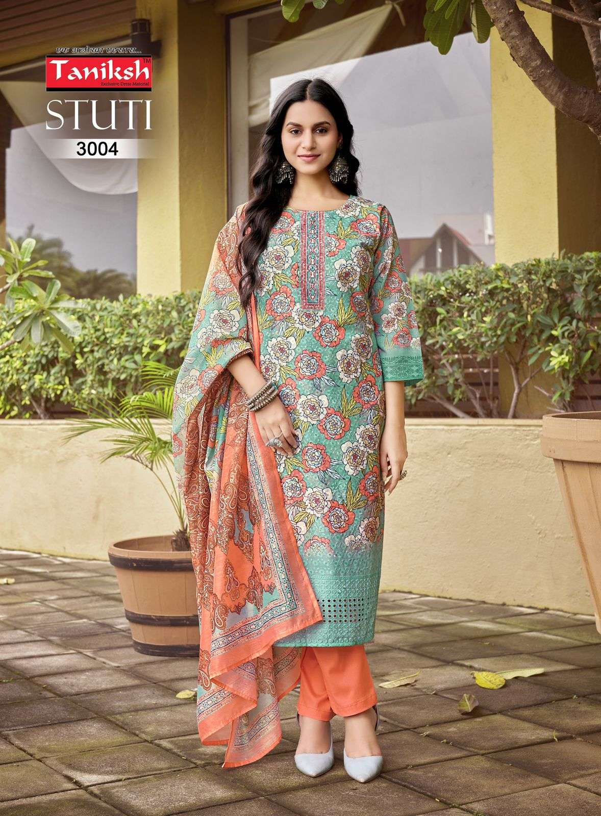 STUTI VOL-3 BY TANISHK EMBROIDERY SIKVANS WORK DIGITAL PRINT KURTI PANT WITH FANCY DUPATTA 