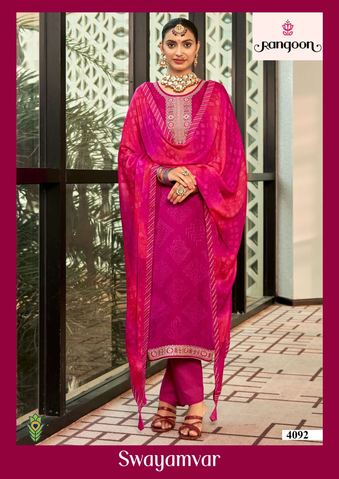 SWAYAMVAR BY RANGOON PREMIUM SILK PRINT KURTI PANT WITH DUPATTA 