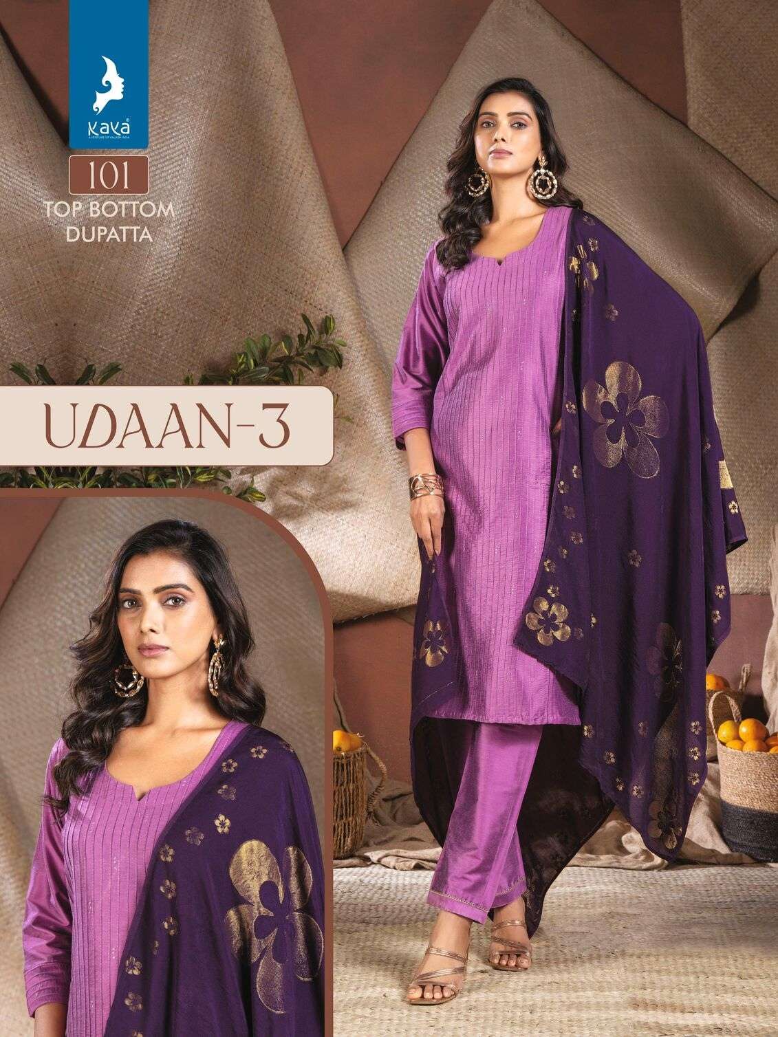 UDAAN VOL-3 BY KAYA KURTI PURE SILK CASUAL WEAR KURTI PANT WITH PRINTED DUPATTA 