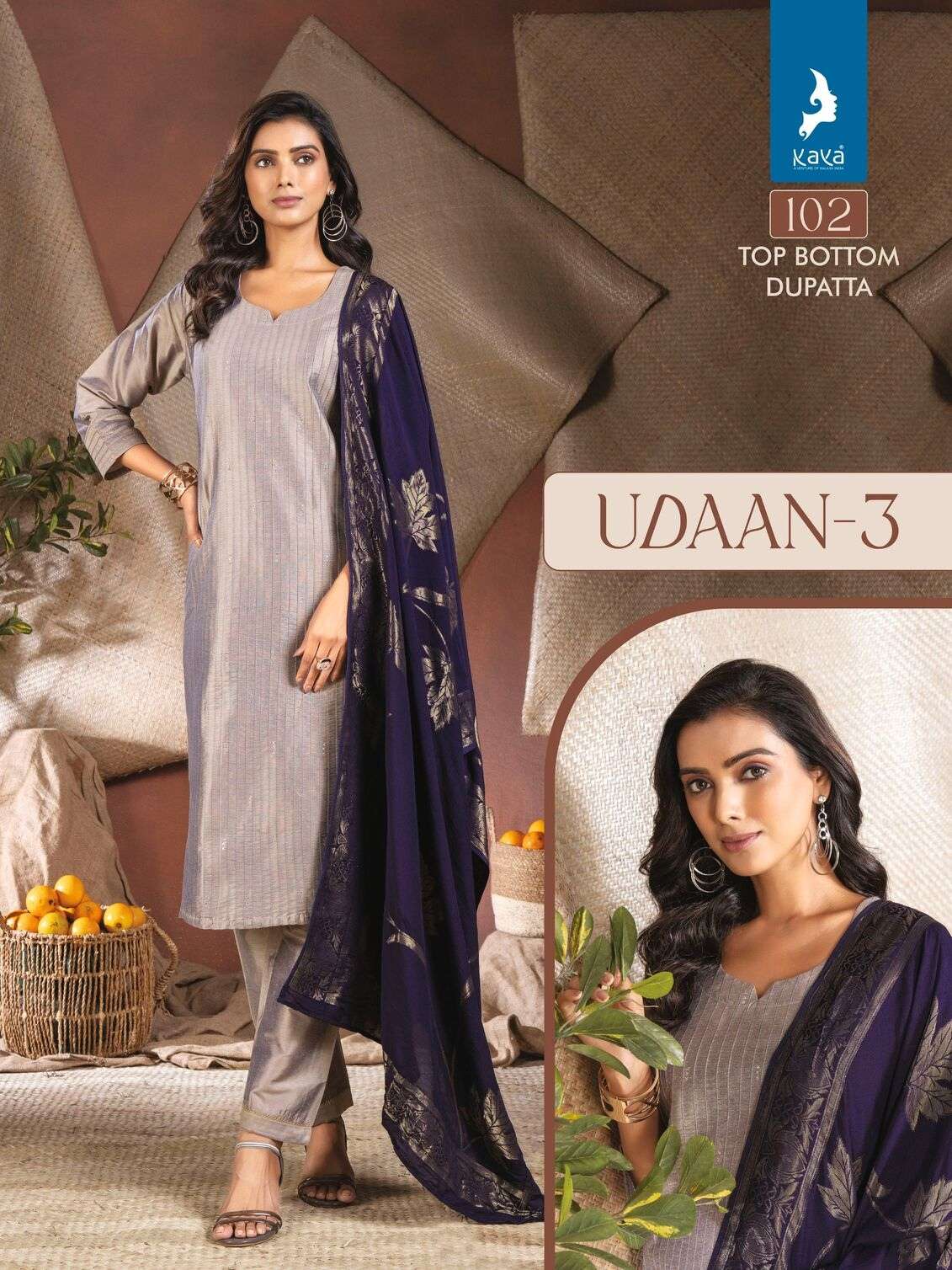 UDAAN VOL-3 BY KAYA KURTI PURE SILK CASUAL WEAR KURTI PANT WITH PRINTED DUPATTA 