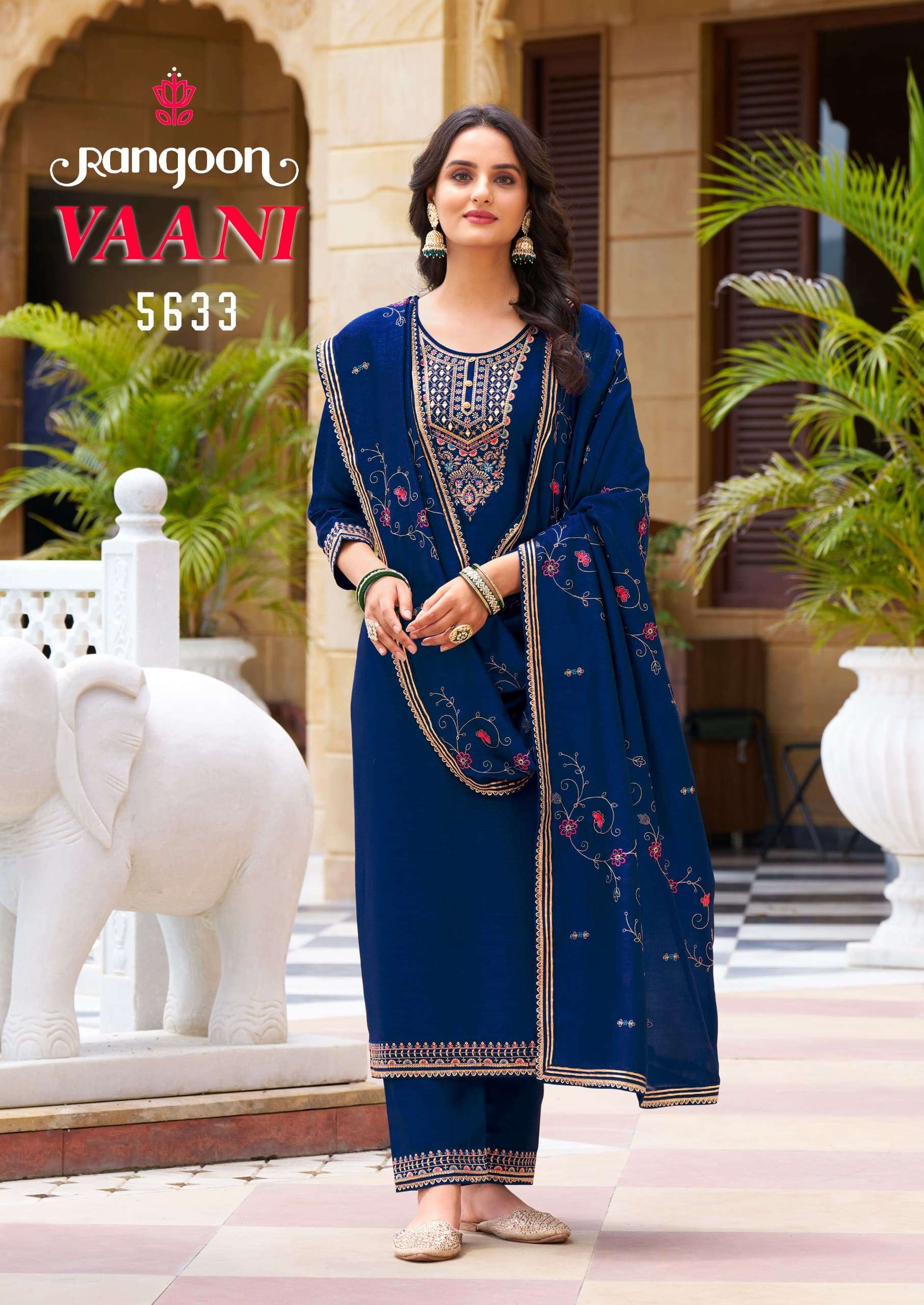 VAANI BY RANGOON SILK WITH FANCY EMBROIDERY & KHATLI HAND MIRROR WORK KURTI PANT WITH DUPATTA 