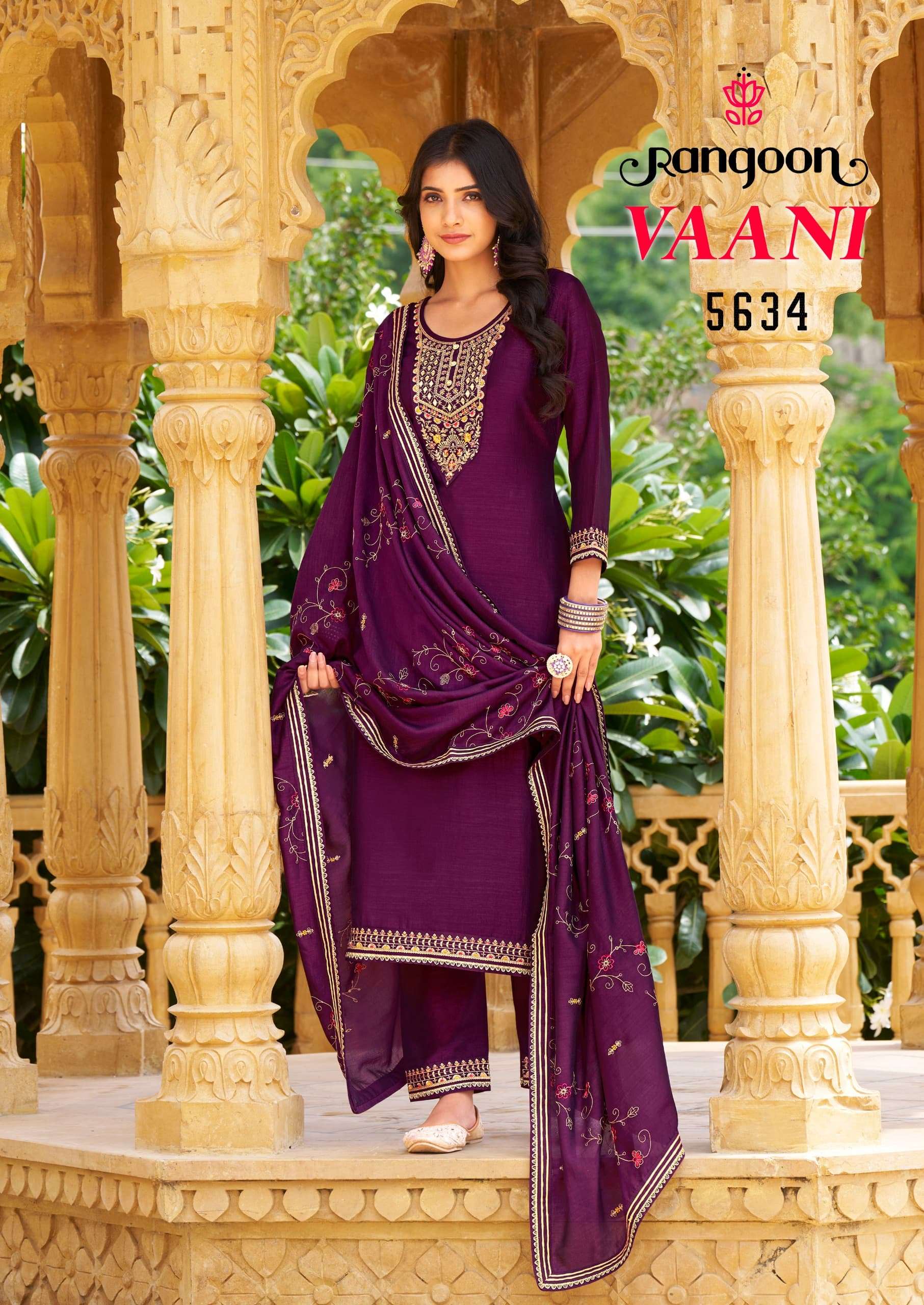 VAANI BY RANGOON SILK WITH FANCY EMBROIDERY & KHATLI HAND MIRROR WORK KURTI PANT WITH DUPATTA 