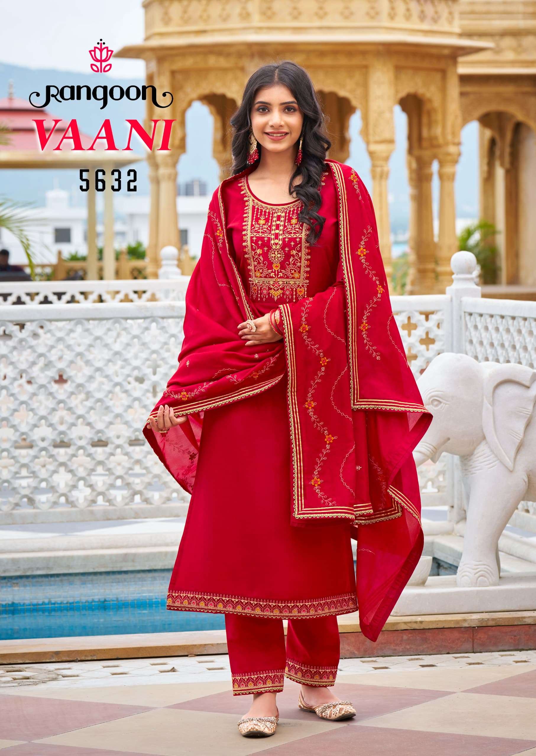 VAANI BY RANGOON SILK WITH FANCY EMBROIDERY & KHATLI HAND MIRROR WORK KURTI PANT WITH DUPATTA 