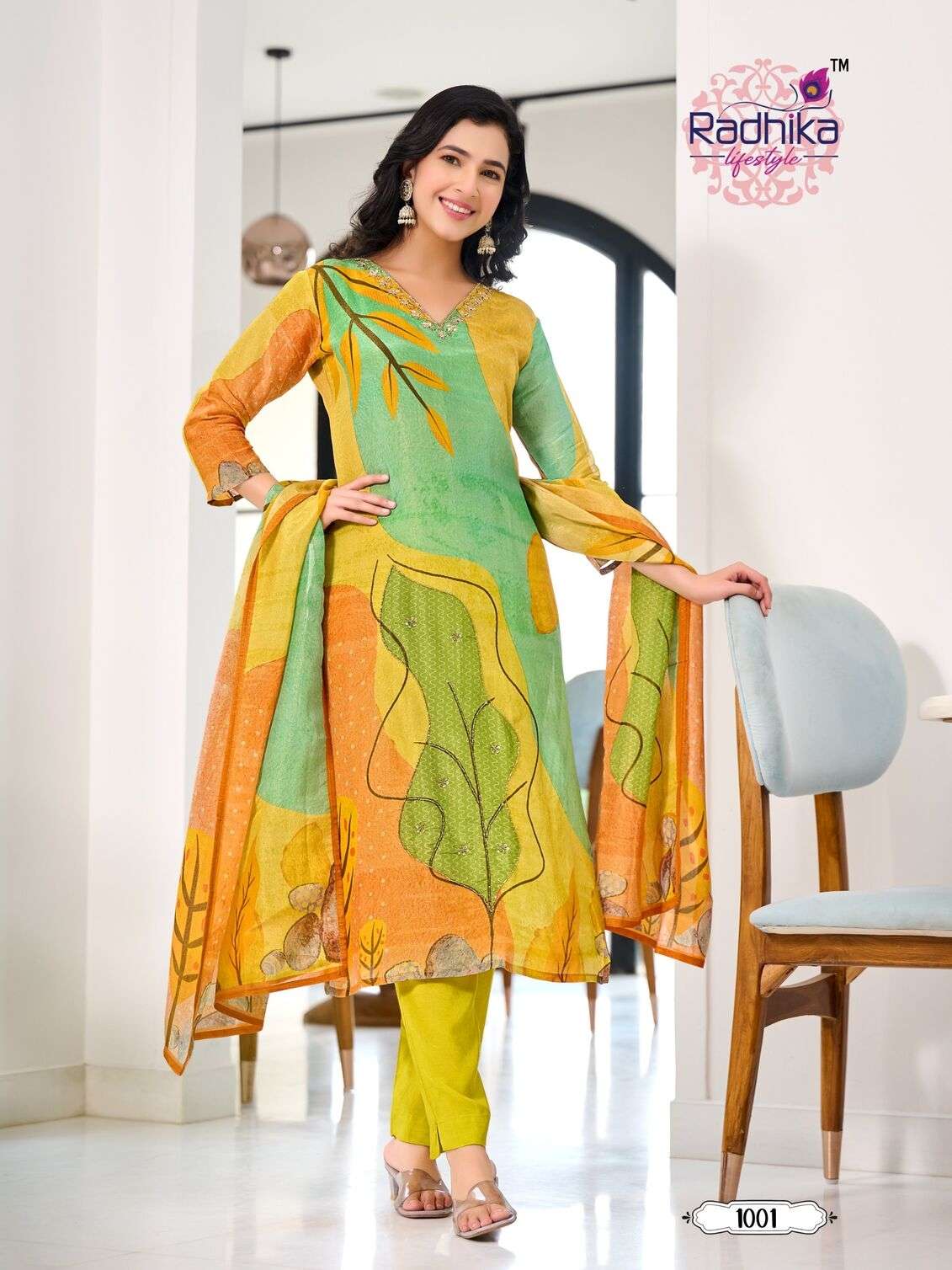 WOMANIYA VOL-1 BY RADHIKA LIFESTYLE PURE SHIMMER DIGITAL PRINT 3 PCS WITH CLASSY PRINTED HANDWORK 