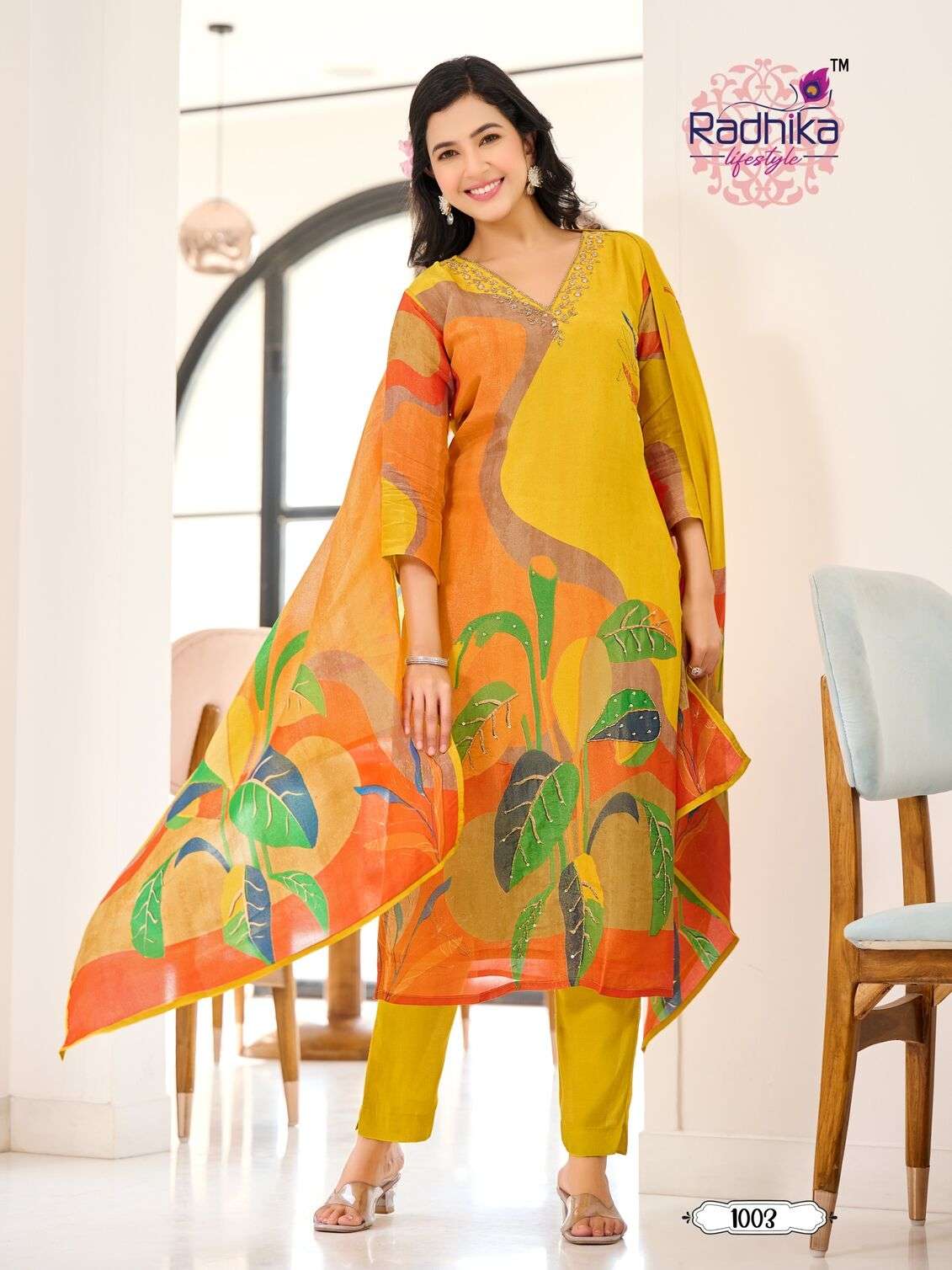WOMANIYA VOL-1 BY RADHIKA LIFESTYLE PURE SHIMMER DIGITAL PRINT 3 PCS WITH CLASSY PRINTED HANDWORK 