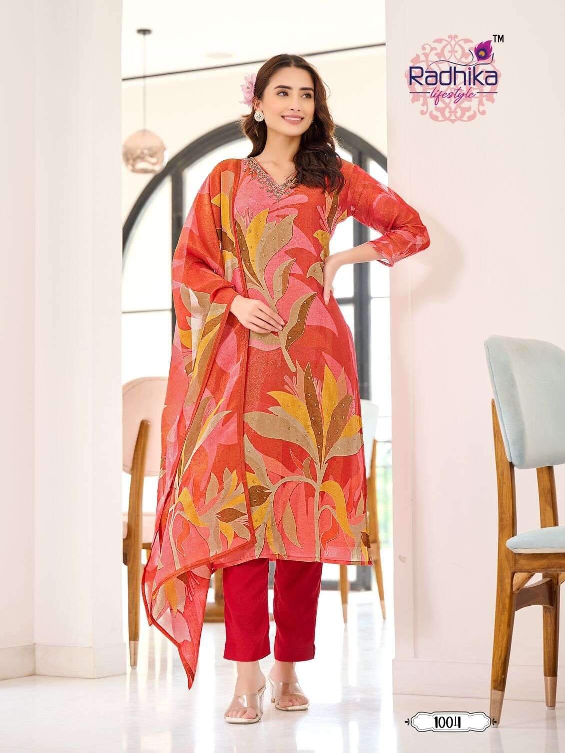 WOMANIYA VOL-1 BY RADHIKA LIFESTYLE PURE SHIMMER DIGITAL PRINT 3 PCS WITH CLASSY PRINTED HANDWORK 