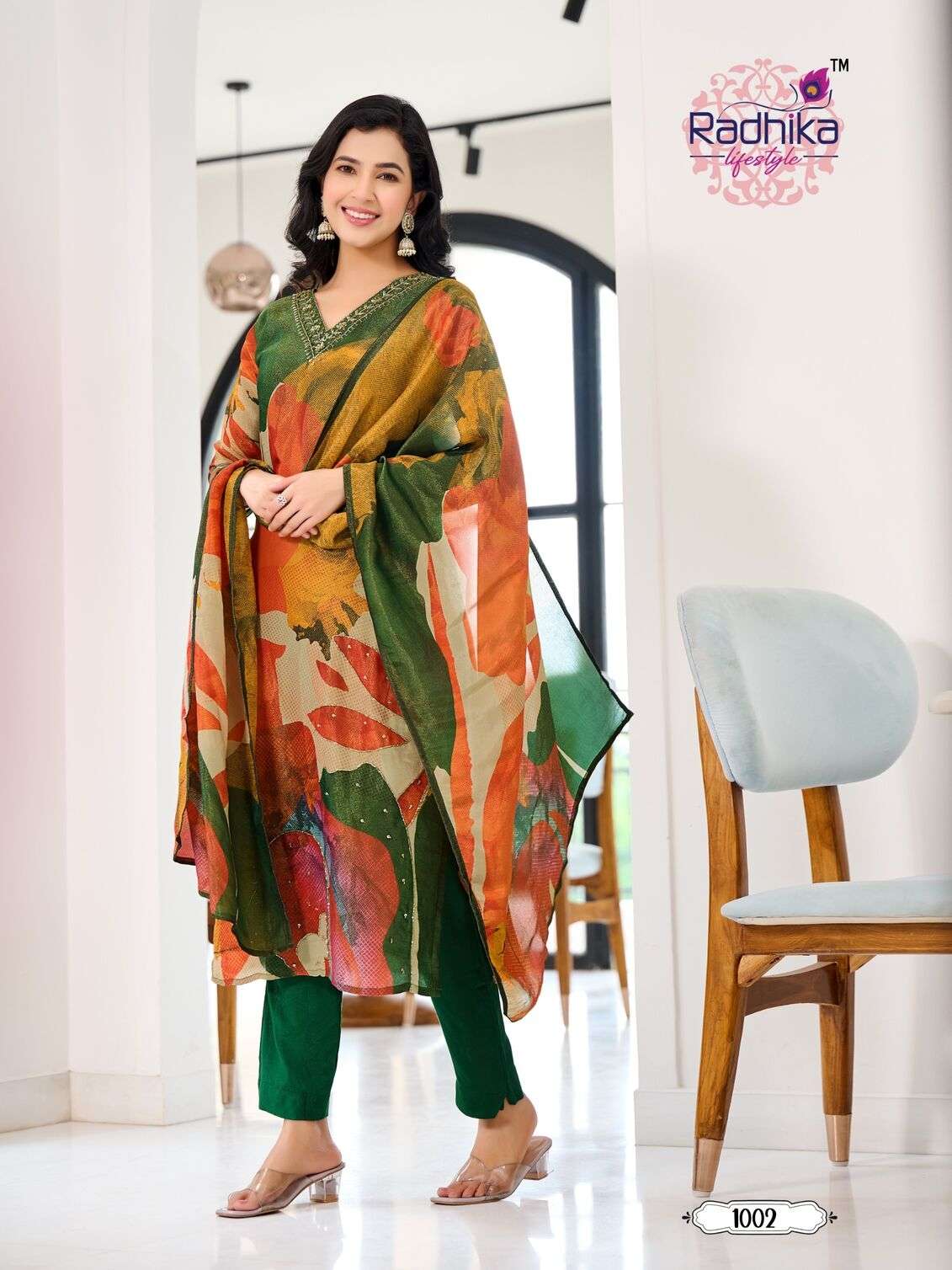 WOMANIYA VOL-1 BY RADHIKA LIFESTYLE PURE SHIMMER DIGITAL PRINT 3 PCS WITH CLASSY PRINTED HANDWORK 
