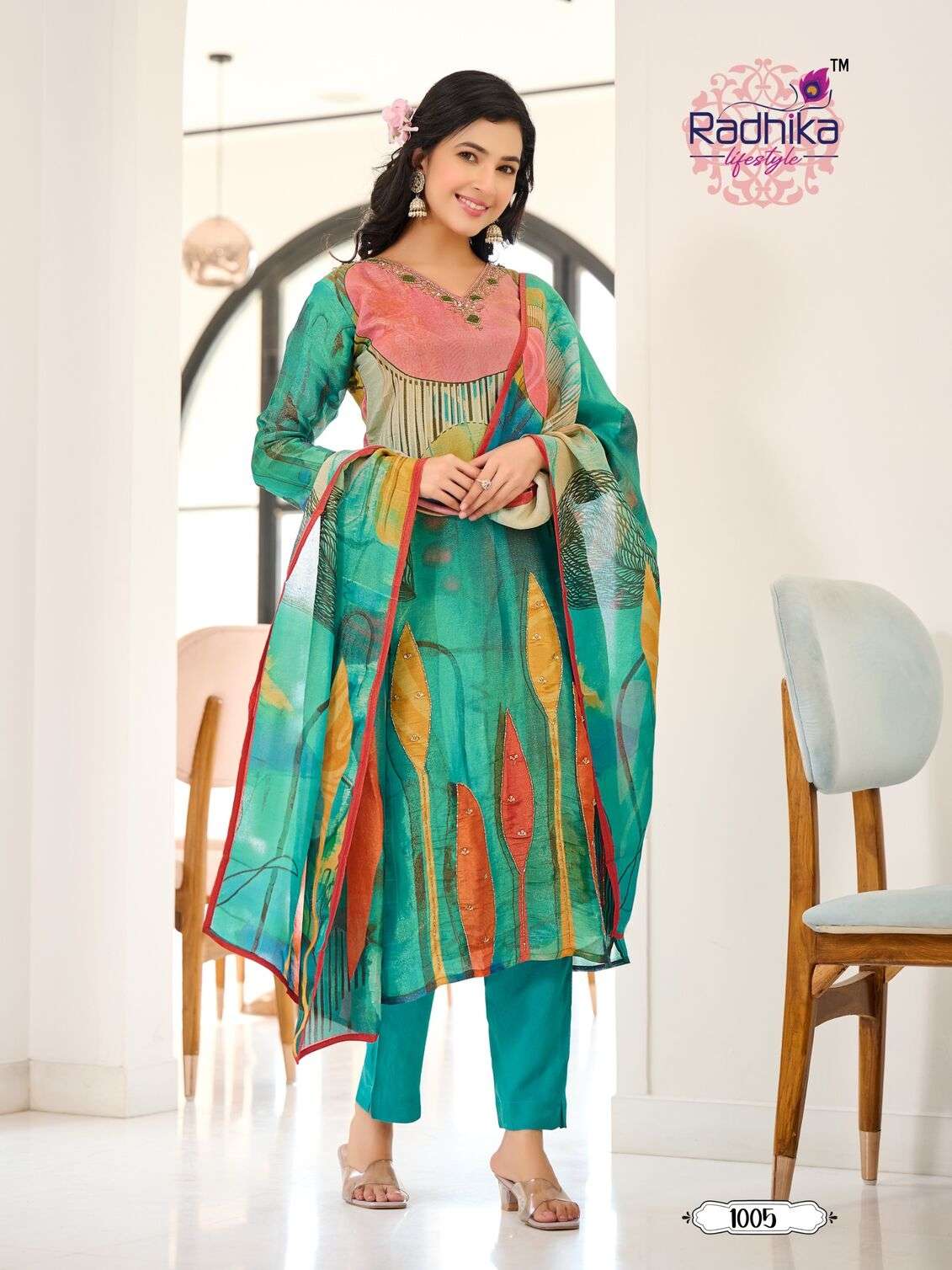 WOMANIYA VOL-1 BY RADHIKA LIFESTYLE PURE SHIMMER DIGITAL PRINT 3 PCS WITH CLASSY PRINTED HANDWORK 