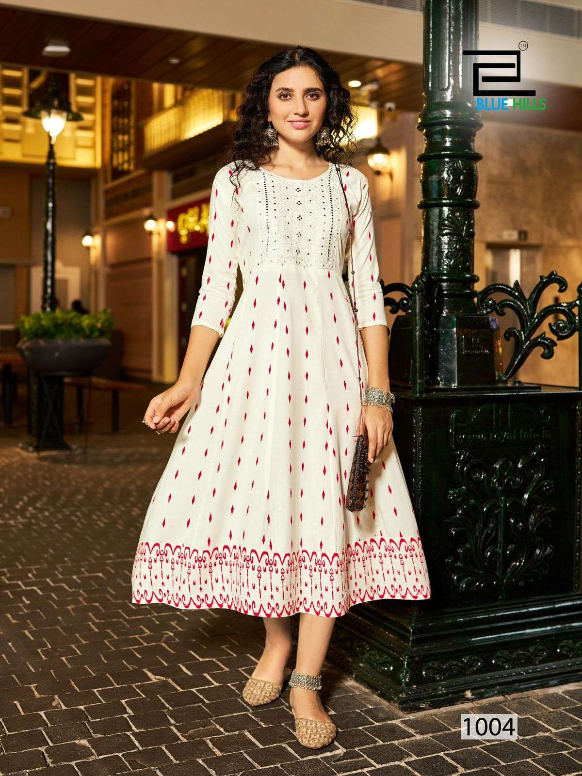 ZUDIO BY BLUE HILLS RAYON PRINTED ANARKALI CONCEPT WITH NECK EMBROIDERY WORK 