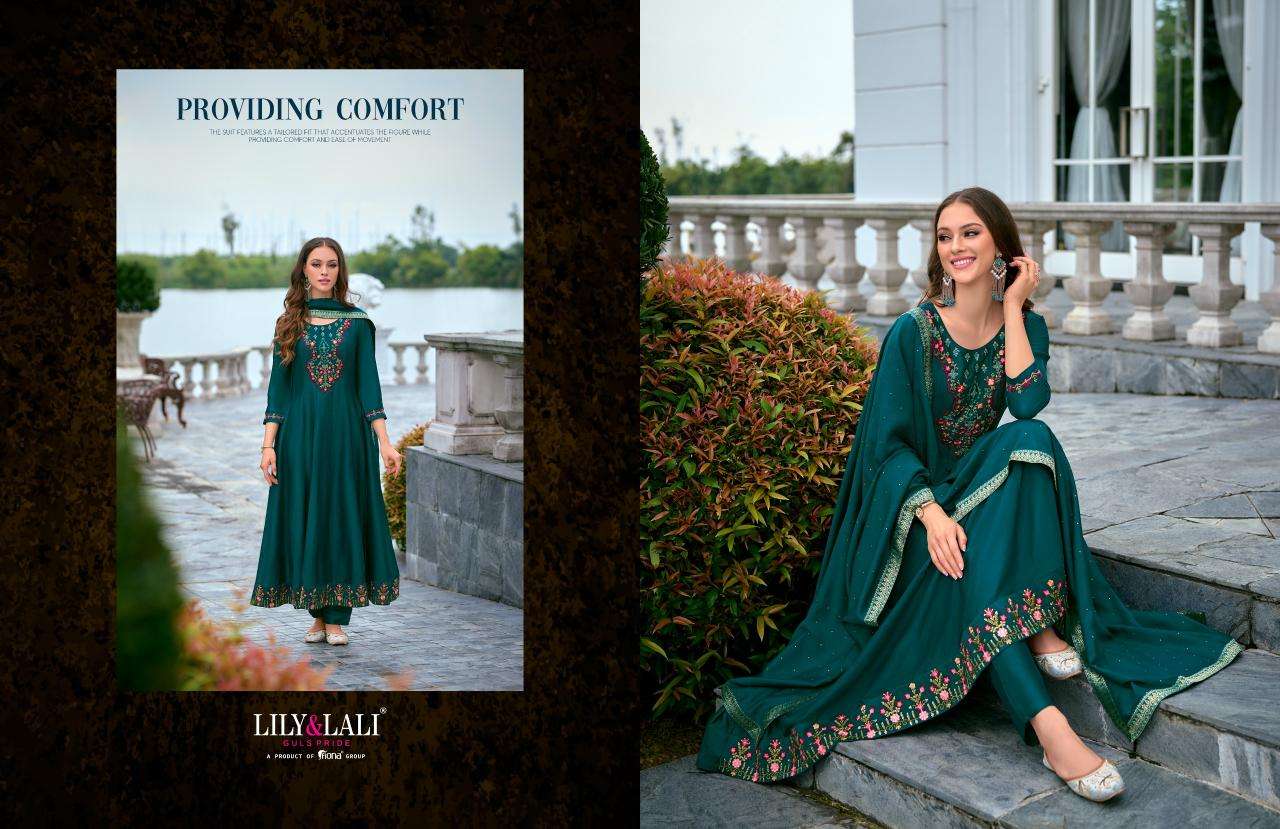 BIBBOJAAN VOL-2 BY LILY & LALI VICHITRA SILK EMBROIDERY KURTI PANT WITH DUPATTA IN ANARKALI STYLE  