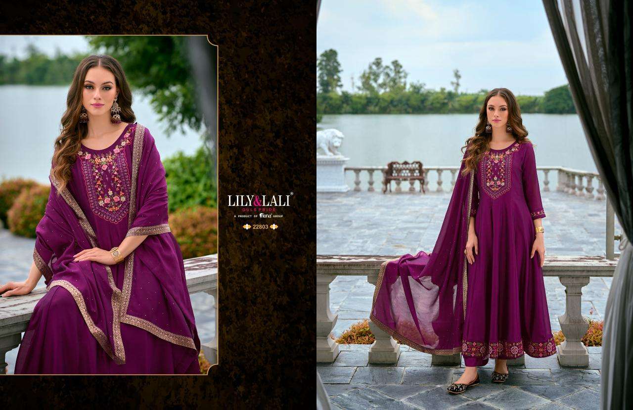 BIBBOJAAN VOL-2 BY LILY & LALI VICHITRA SILK EMBROIDERY KURTI PANT WITH DUPATTA IN ANARKALI STYLE  